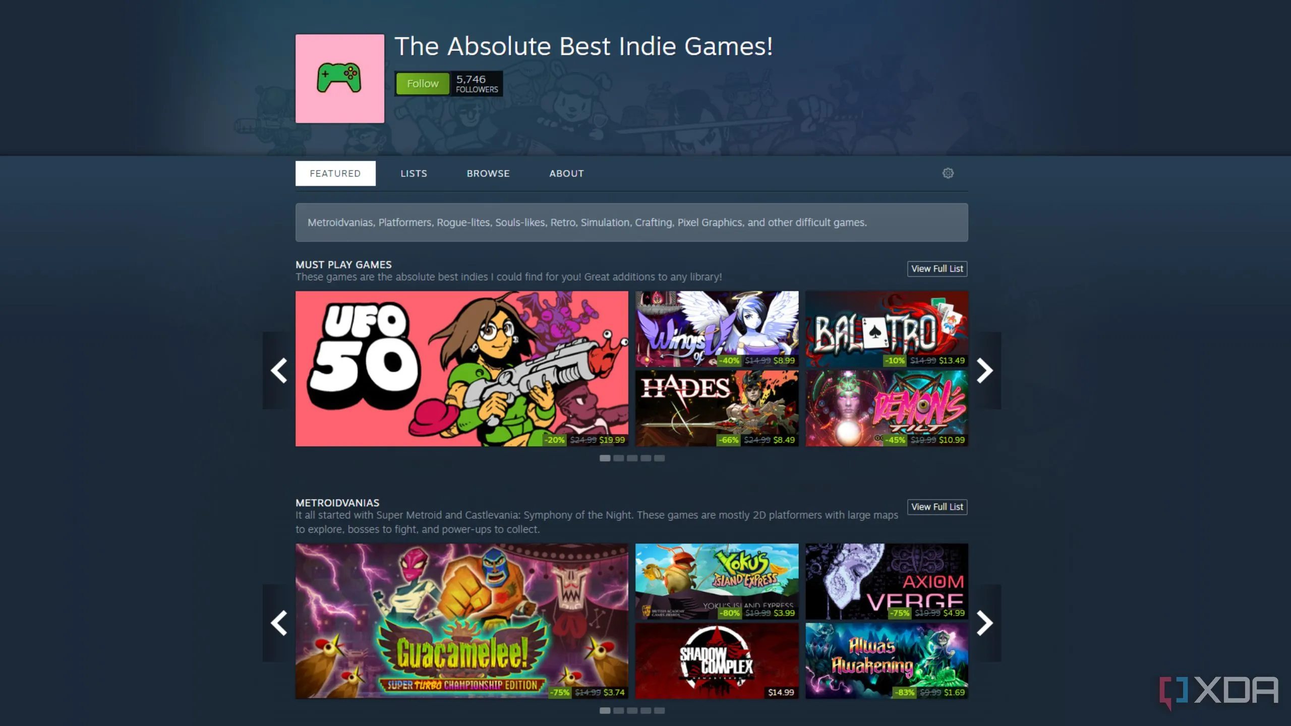 Danh sách các game indie được tuyển chọn trên nền tảng Steam, thể hiện sự đa dạng nhưng cũng ngụ ý khó khăn phát hành vật lý.