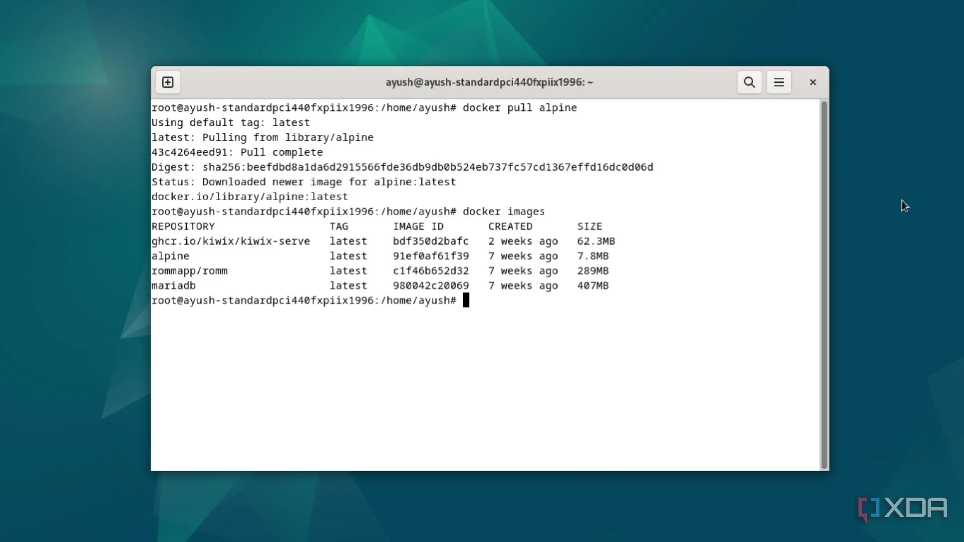 Danh sách Docker images đang chạy trên hệ điều hành Debian