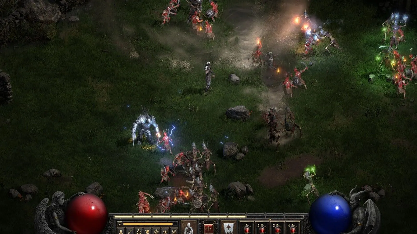 Diablo 2 Resurrected chiến đấu trên cánh đồng, tái hiện không khí game kinh điển