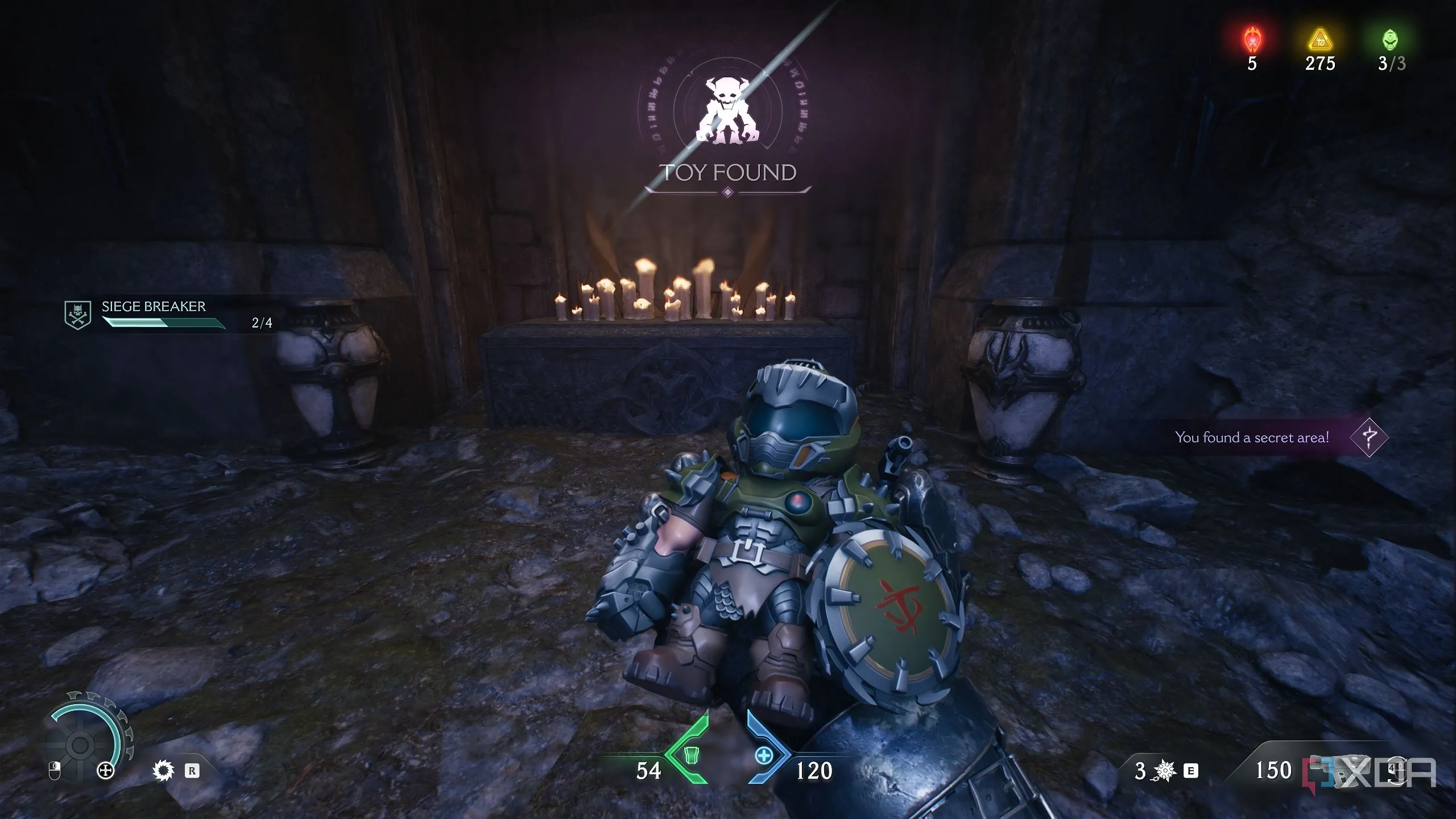 Đồ chơi sưu tầm Doom Slayer được tìm thấy trong khu vực bí mật 6 của Doom The Dark Ages Chương 6