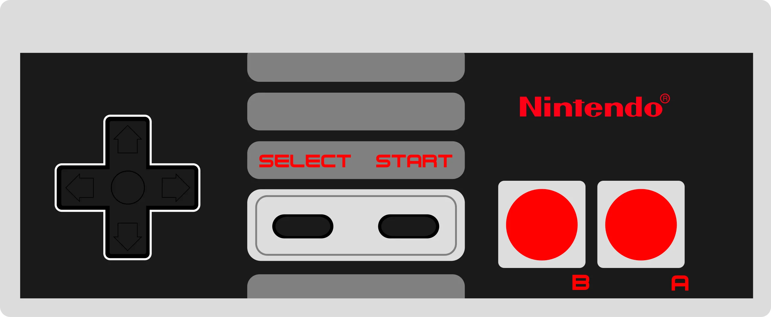 Đồ họa minh họa tay cầm NES, biểu tượng của thiết kế bộ điều khiển game