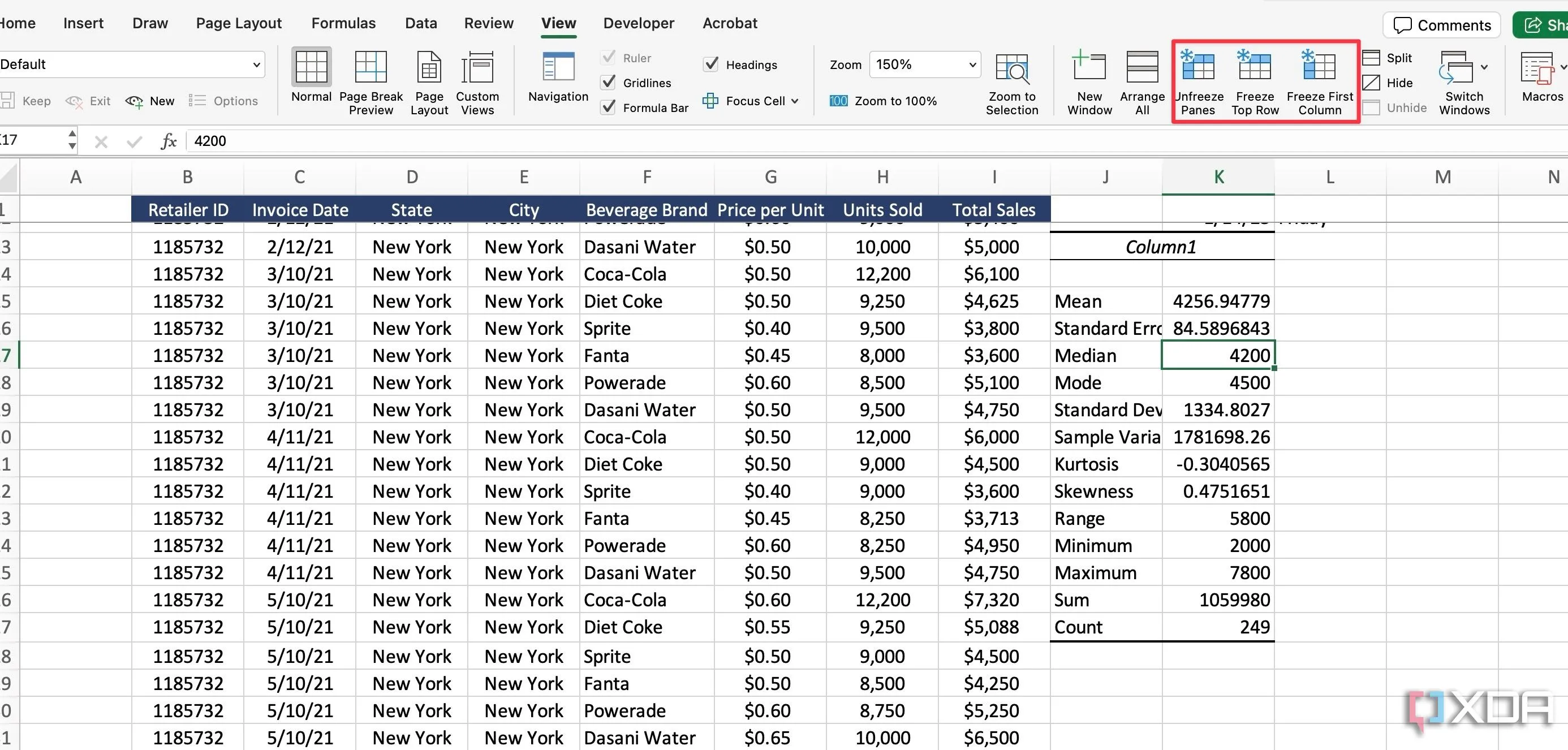 Đóng băng hàng và cột trong Excel để điều hướng dữ liệu lớn dễ dàng
