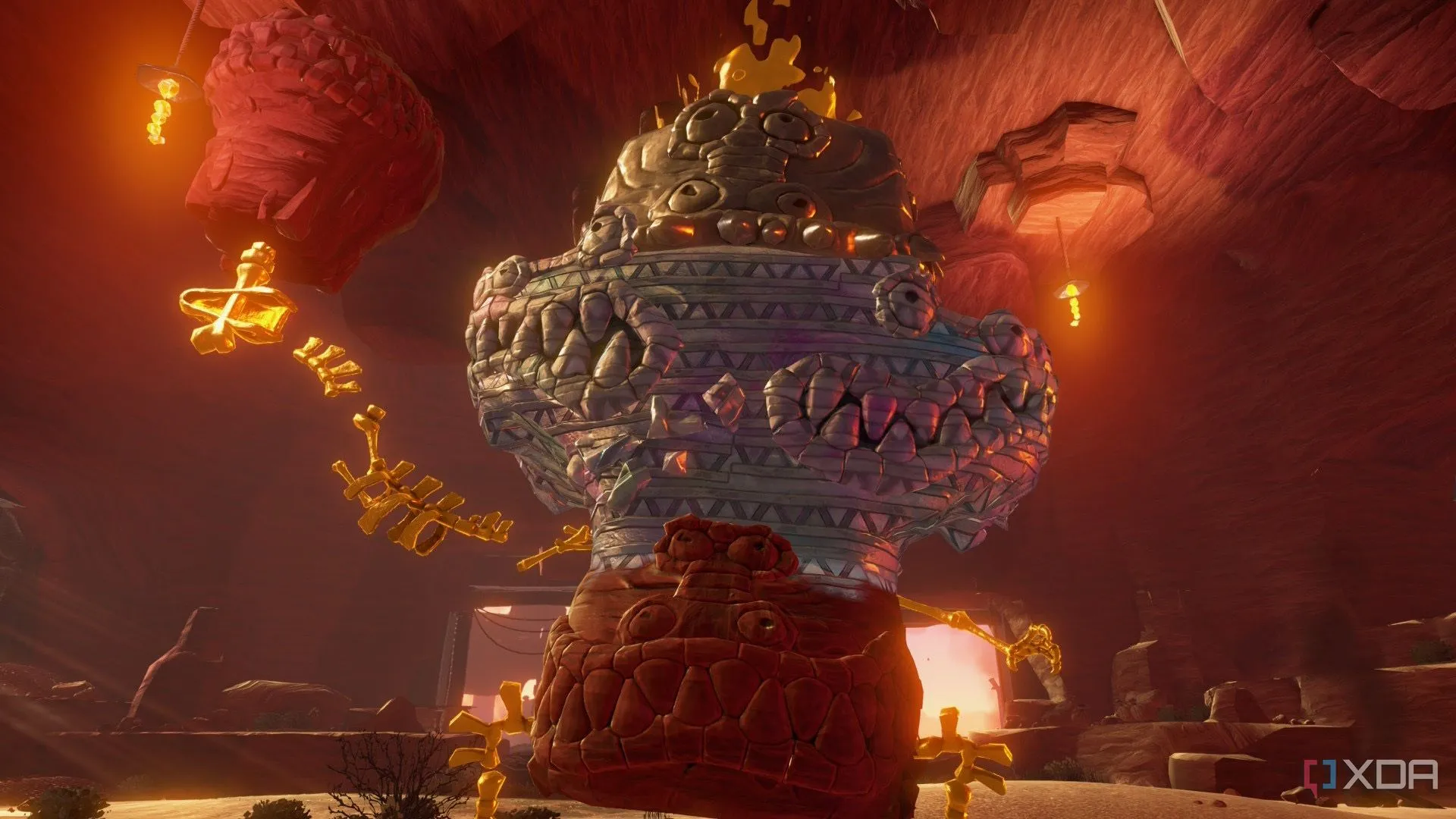 Donkey Kong Bananza có đồ họa tuyệt đẹp và hiệu ứng sống động trong một trận chiến boss trên Switch 2.