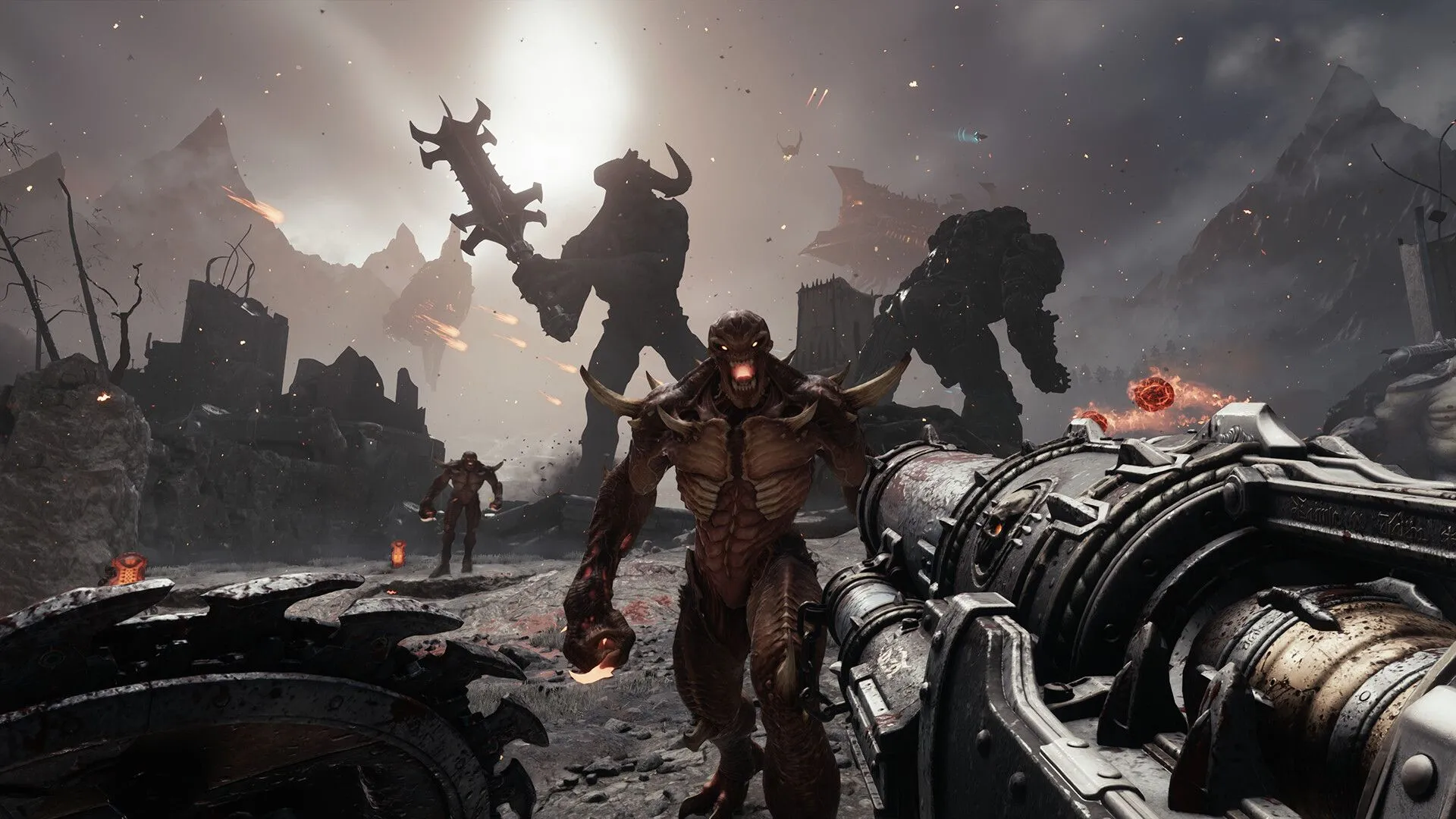 Doom Slayer cưỡi rồng chiến đấu trên không trong trải nghiệm gameplay rồng của Doom The Dark Ages