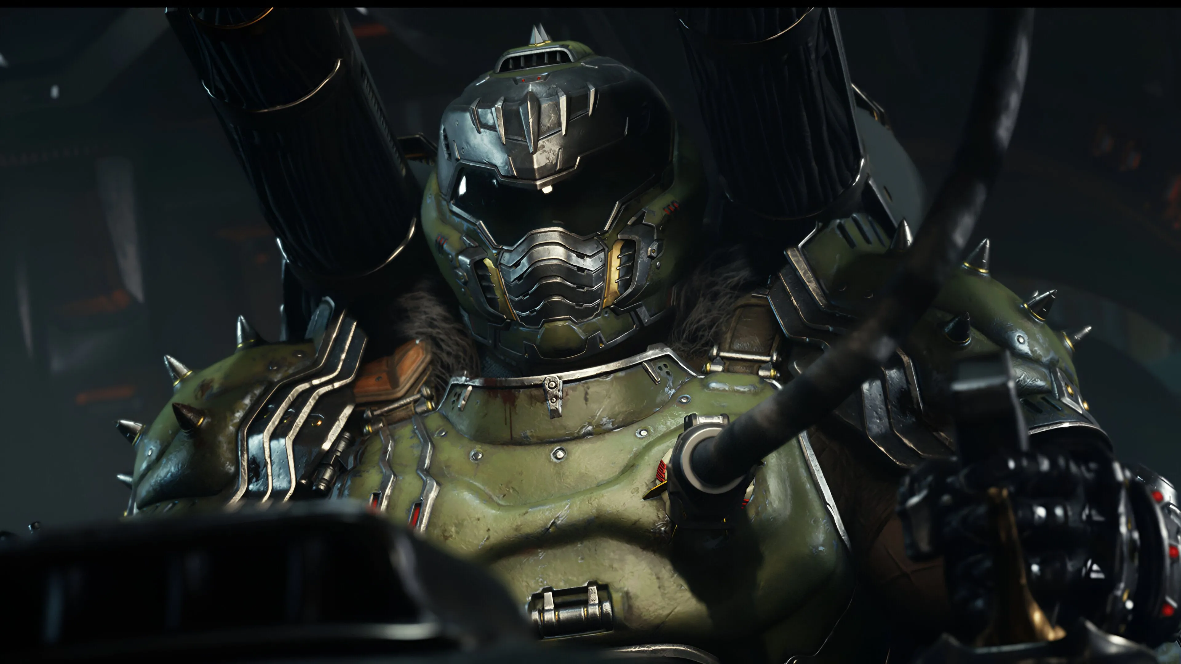 Doom Slayer điều khiển Atlan Mech, thể hiện cơ chế chiến đấu quy mô lớn trong Doom: The Dark Ages.