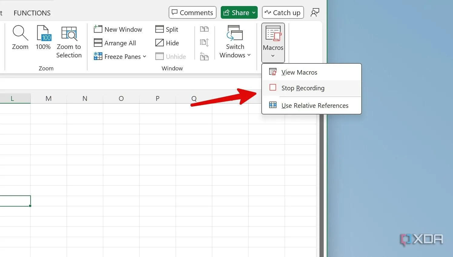 Dừng ghi macro sau khi hoàn tất các bước tạo thông điệp Valentine trong Excel