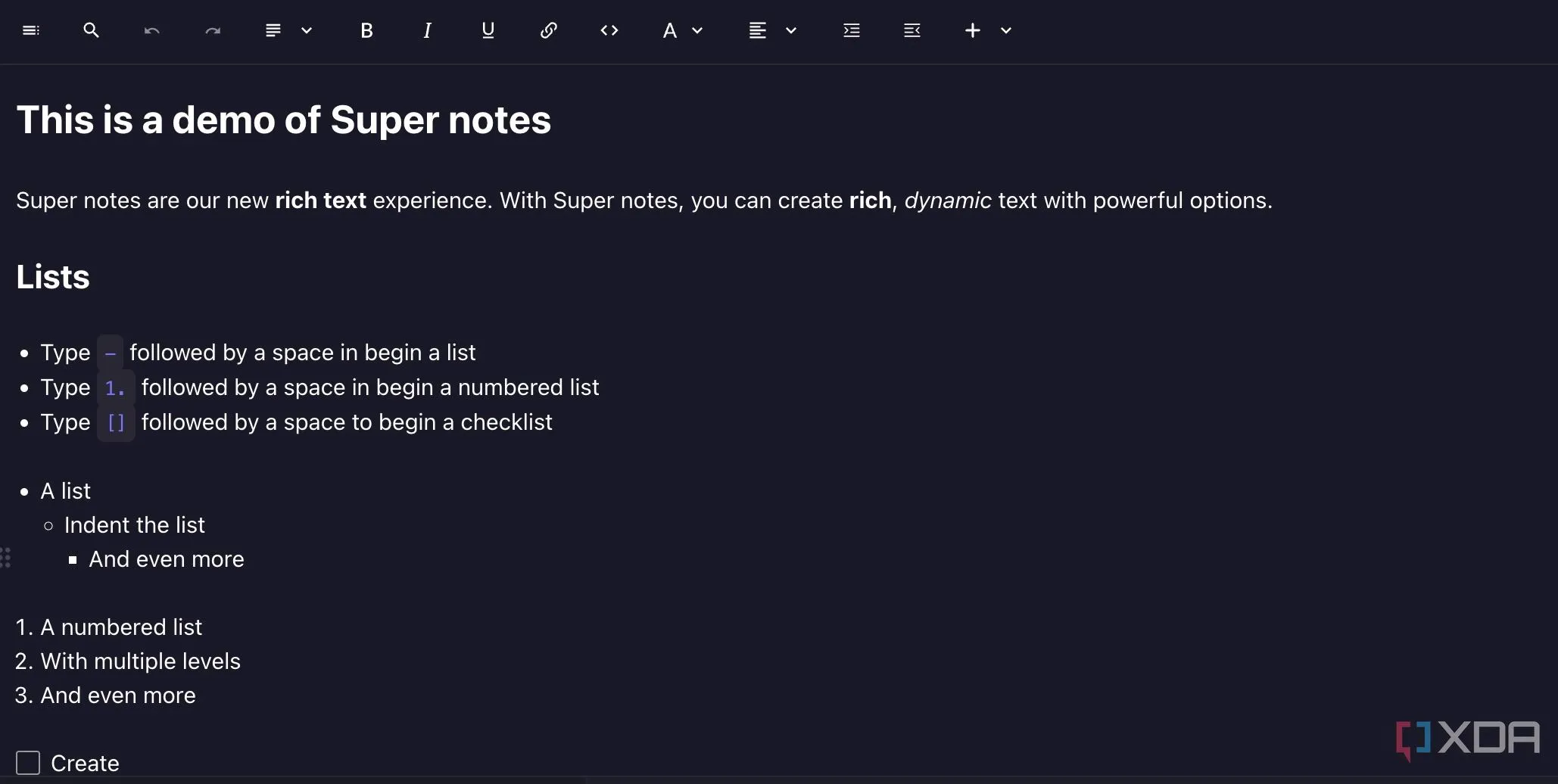 Ghi chú Markdown linh hoạt và định dạng đa dạng trong Standard Notes