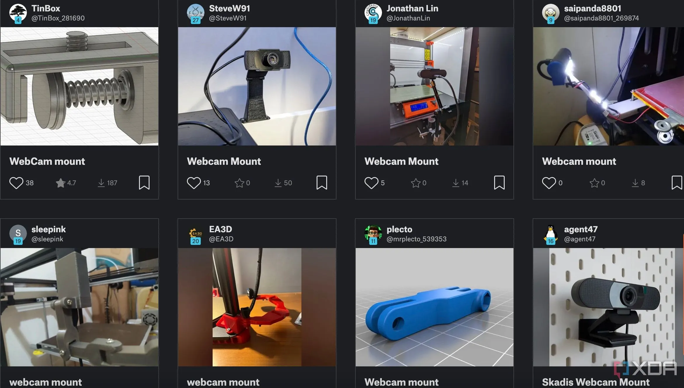 Giá đỡ webcam được gắn trên máy in 3D để quay timelapse hoặc giám sát từ xa