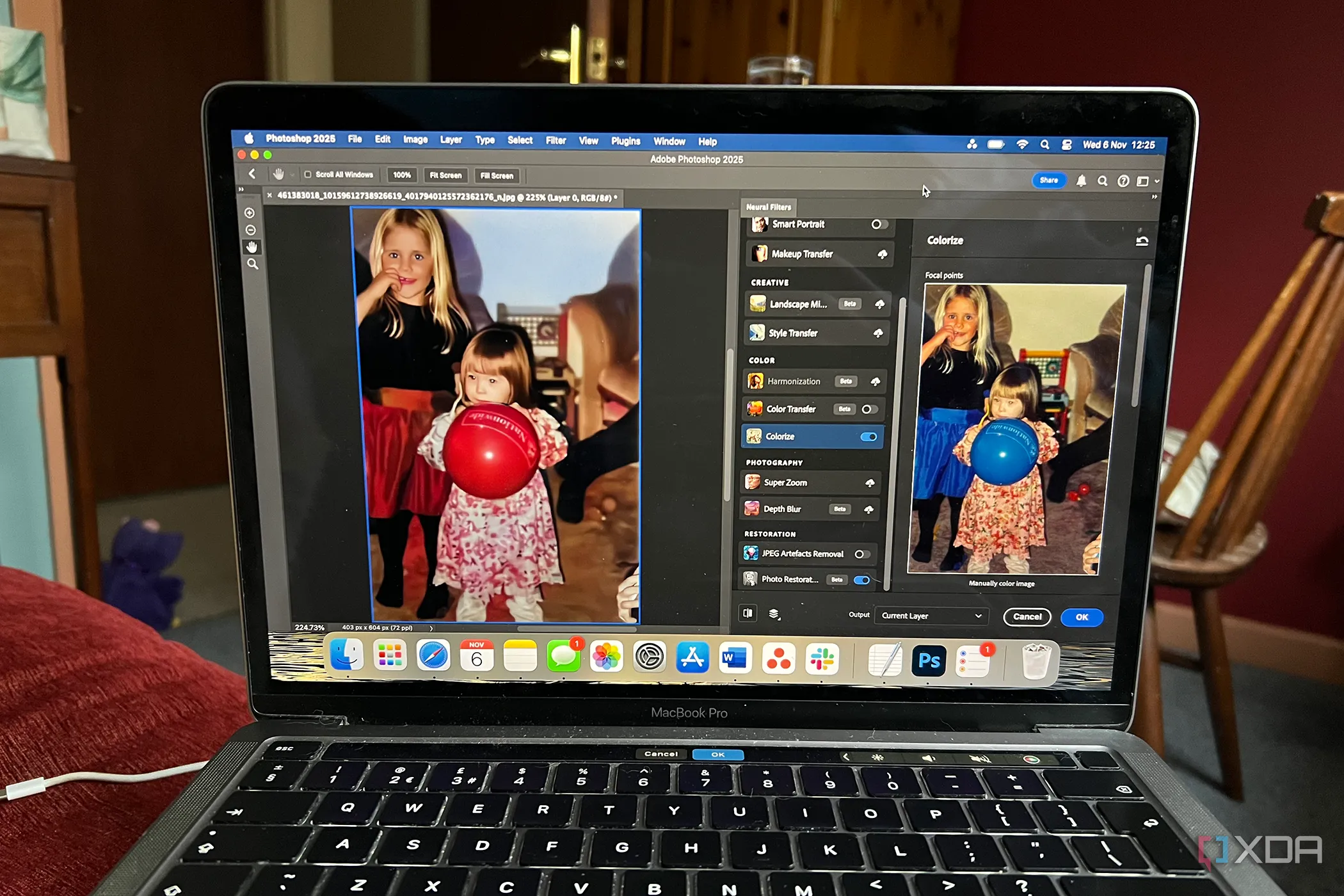 Giao diện Adobe Photoshop với tính năng Neural Filters, minh họa tốc độ xử lý và khả năng AI nâng cao