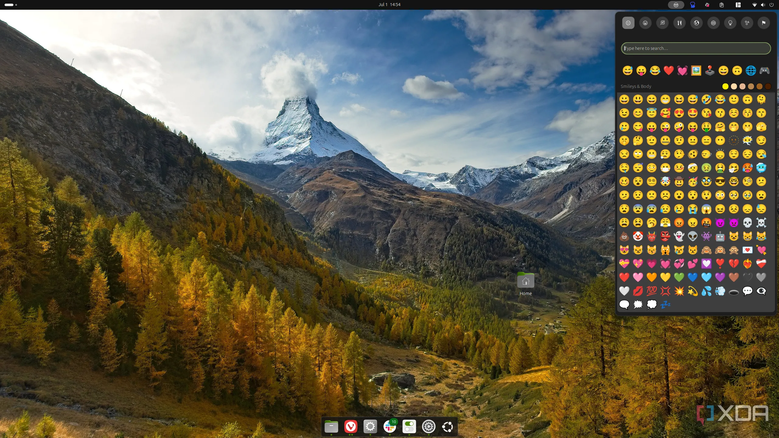 Giao diện bảng biểu tượng cảm xúc Emoji Copy trên Ubuntu