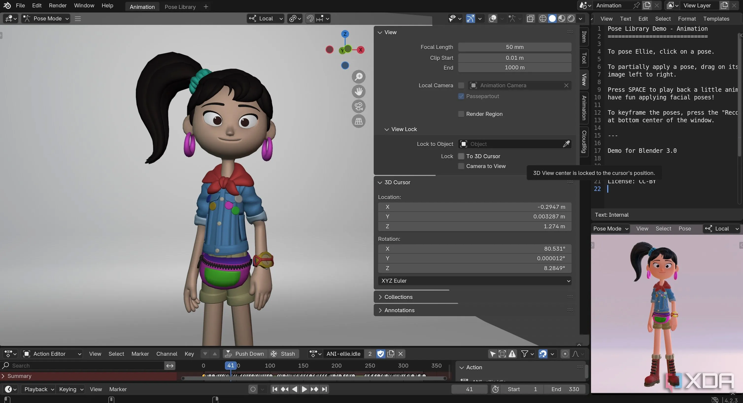 Giao diện bảng điều khiển NLA (Non-Linear Animation) trong Blender, cho phép chỉnh sửa và kết hợp các chuyển động hoạt hình phi tuyến tính