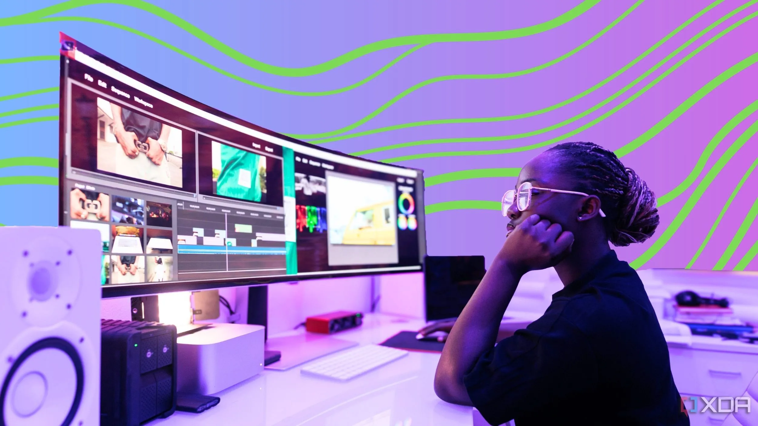 Giao diện các phần mềm chỉnh sửa video trực tuyến và biểu tượng Adobe Premiere Pro