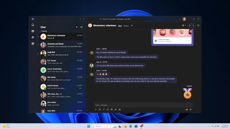 Giao diện chat Microsoft Teams trên Windows 11 với khả năng nhắn tin SMS vừa được bổ sung.