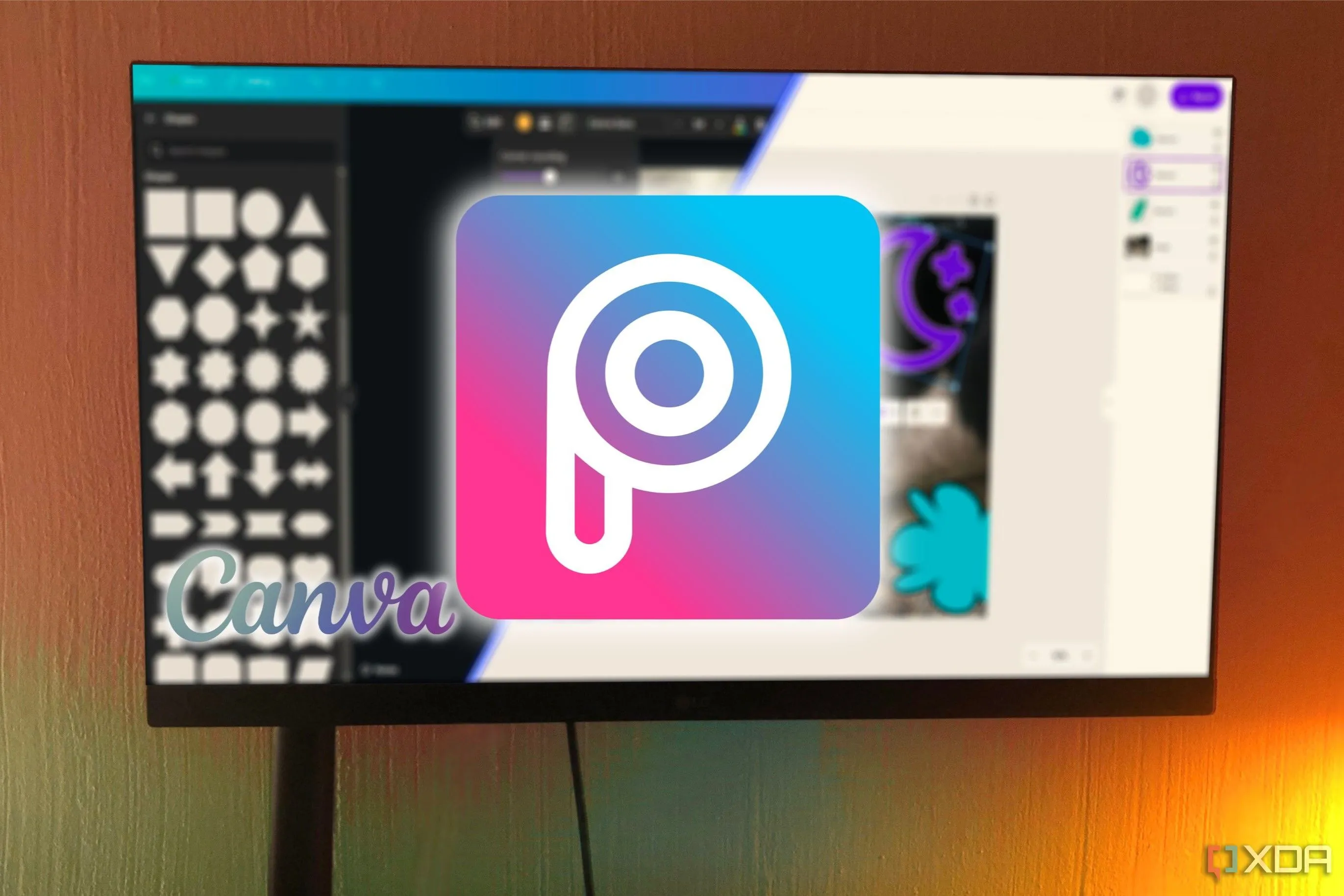 Giao diện chỉnh sửa ảnh của Picsart và Canva trên máy tính, so sánh trực quan công cụ thiết kế
