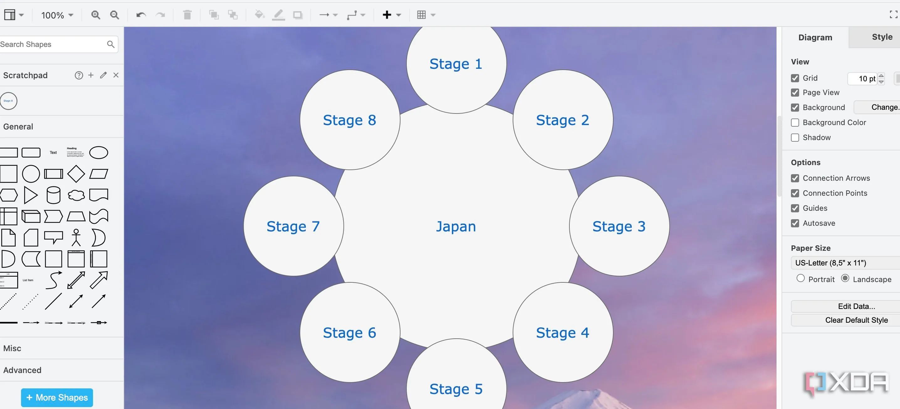 Giao diện chính trực quan của Draw.io, công cụ lập bản đồ tư duy miễn phí tốt nhất