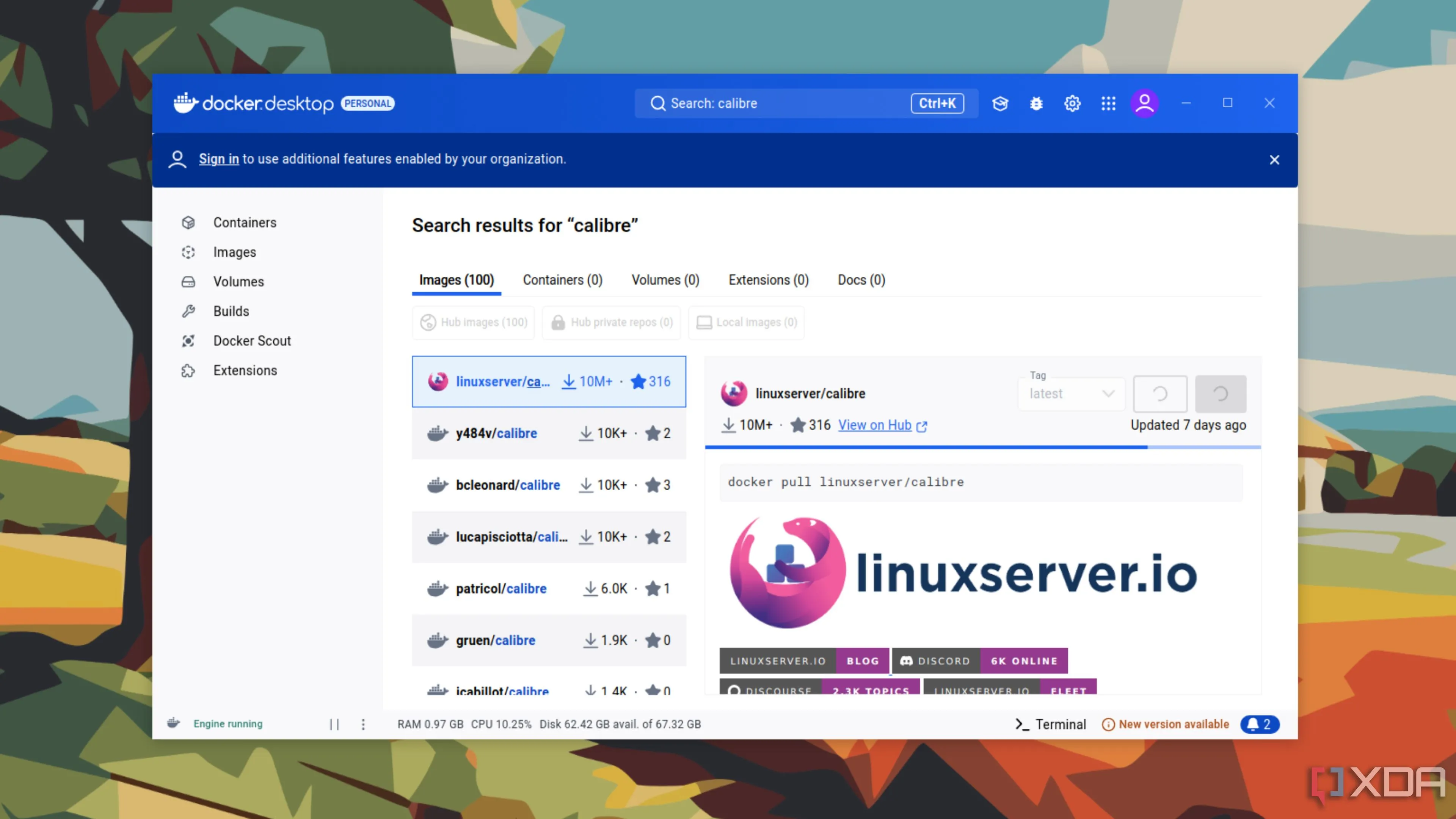 Giao diện Docker Desktop đang chạy các container trên Windows PC