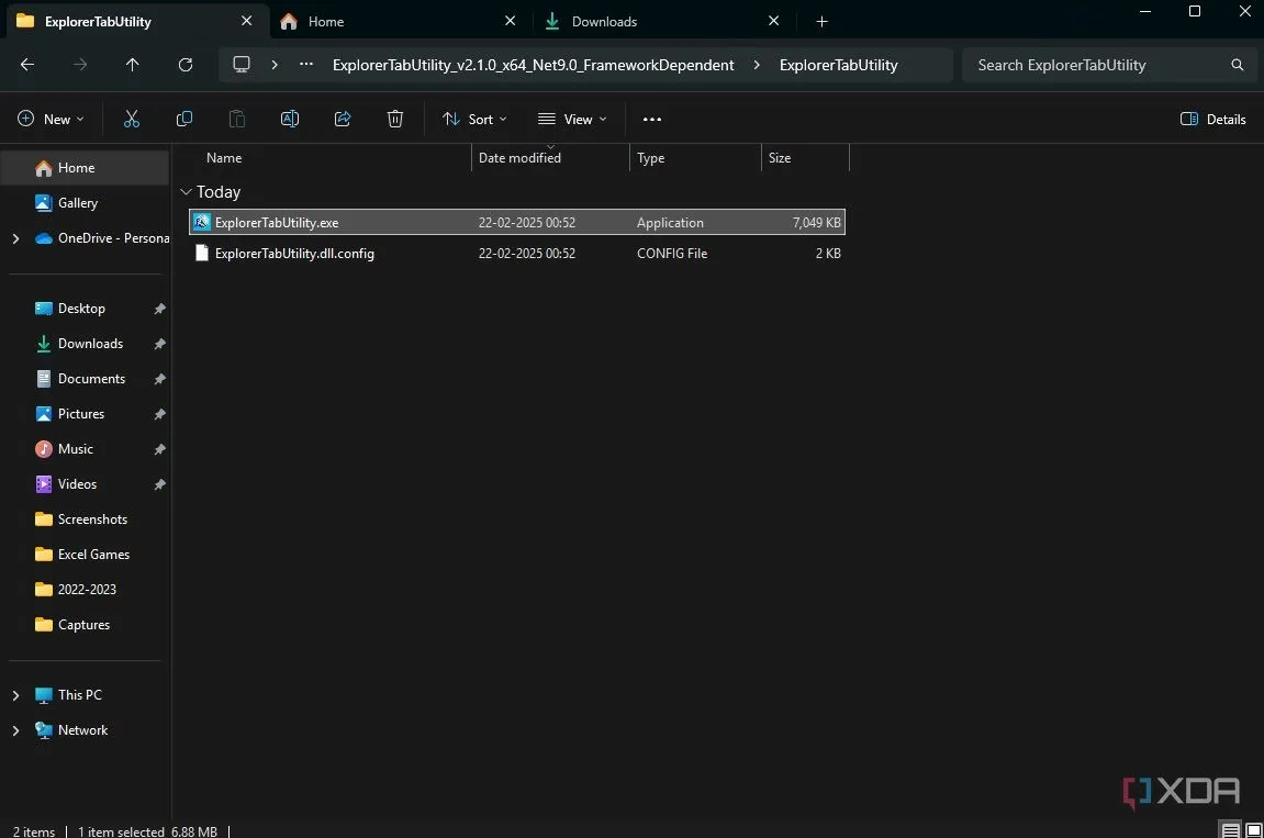 Giao diện File Explorer có tab của Explorer Tab Utility