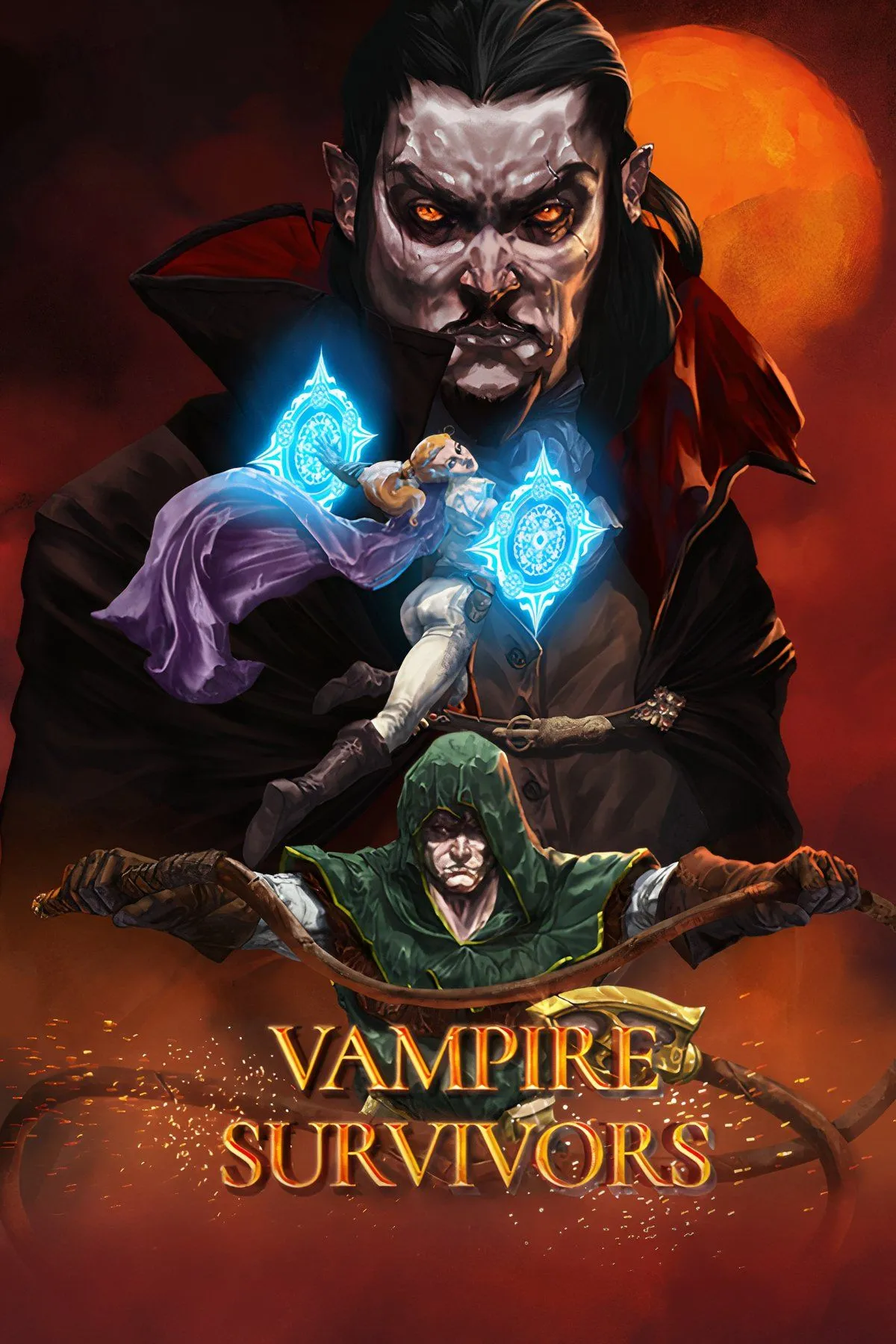 Giao diện gameplay Vampire Survivors với nhiều vũ khí
