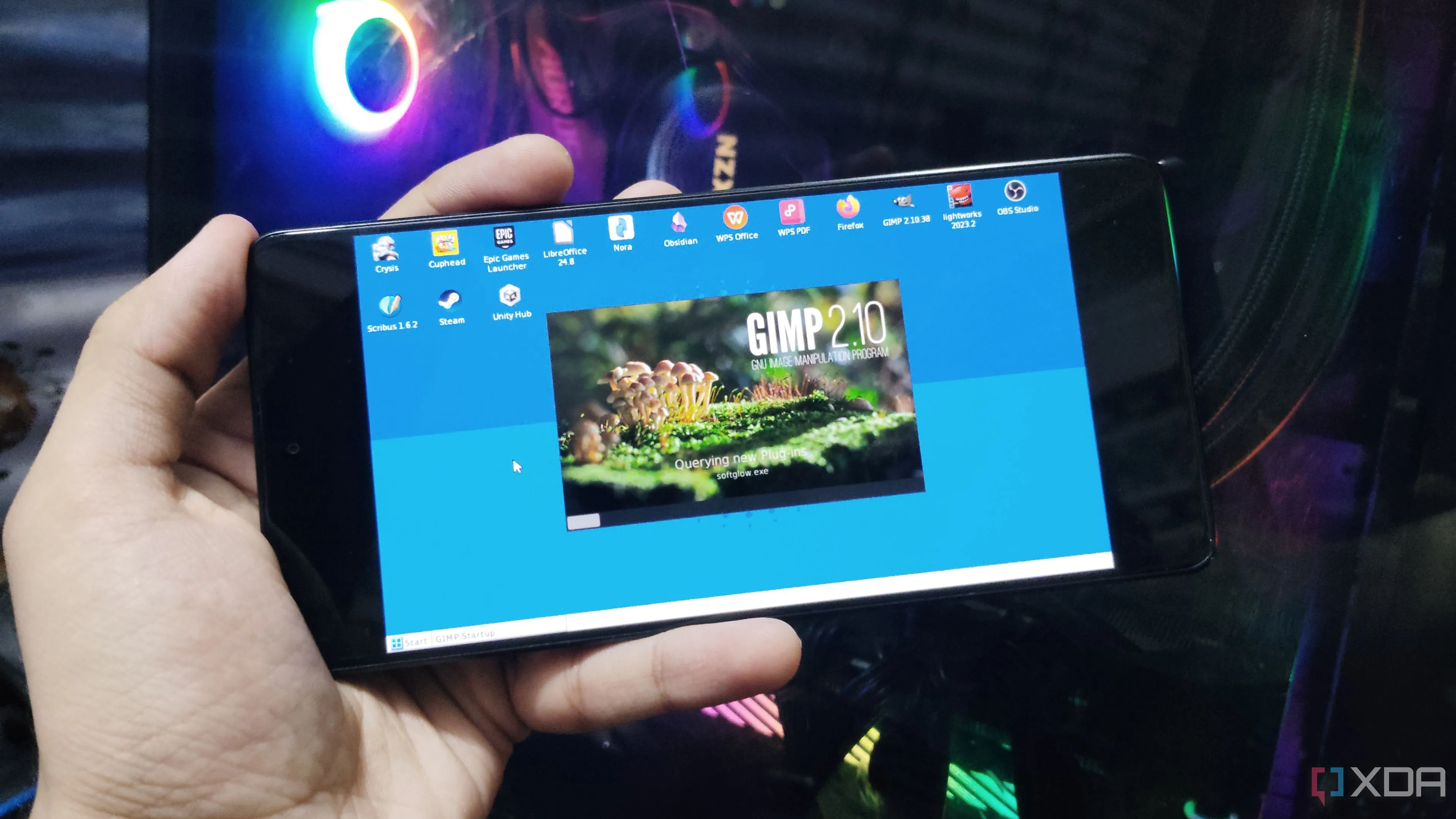 Giao diện GIMP chạy trên máy tính bảng Windows thông qua Winlator
