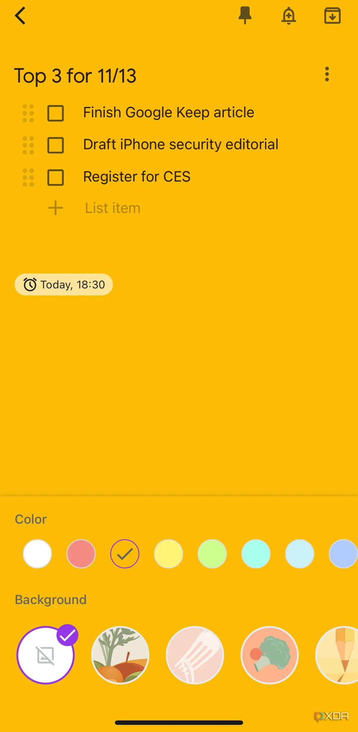 Giao diện Google Keep với ba ghi chú quan trọng nhất được sắp xếp gọn gàng
