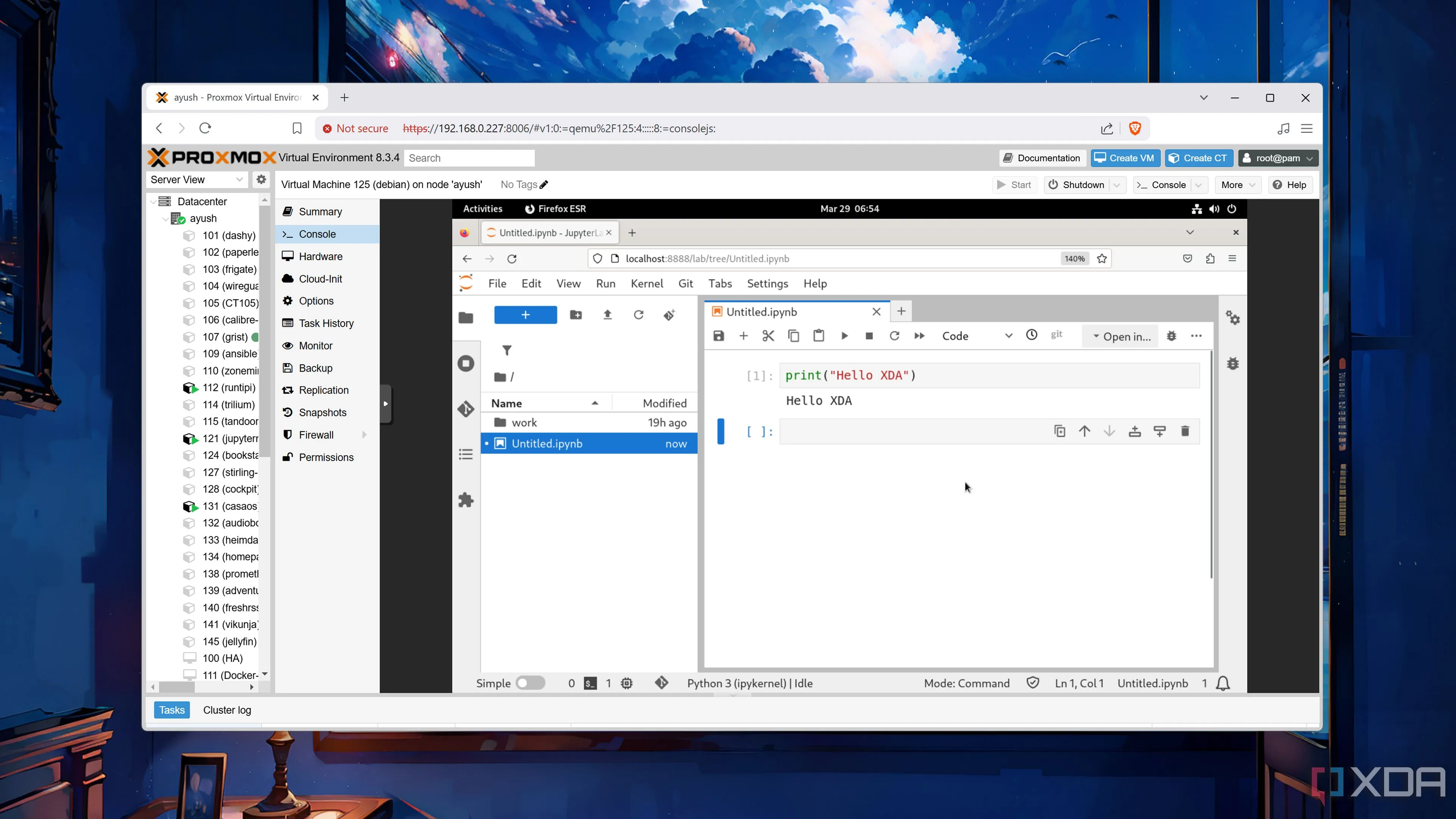 Giao diện Jupyter Notebook chạy trong máy ảo Proxmox, minh họa giải pháp tự host