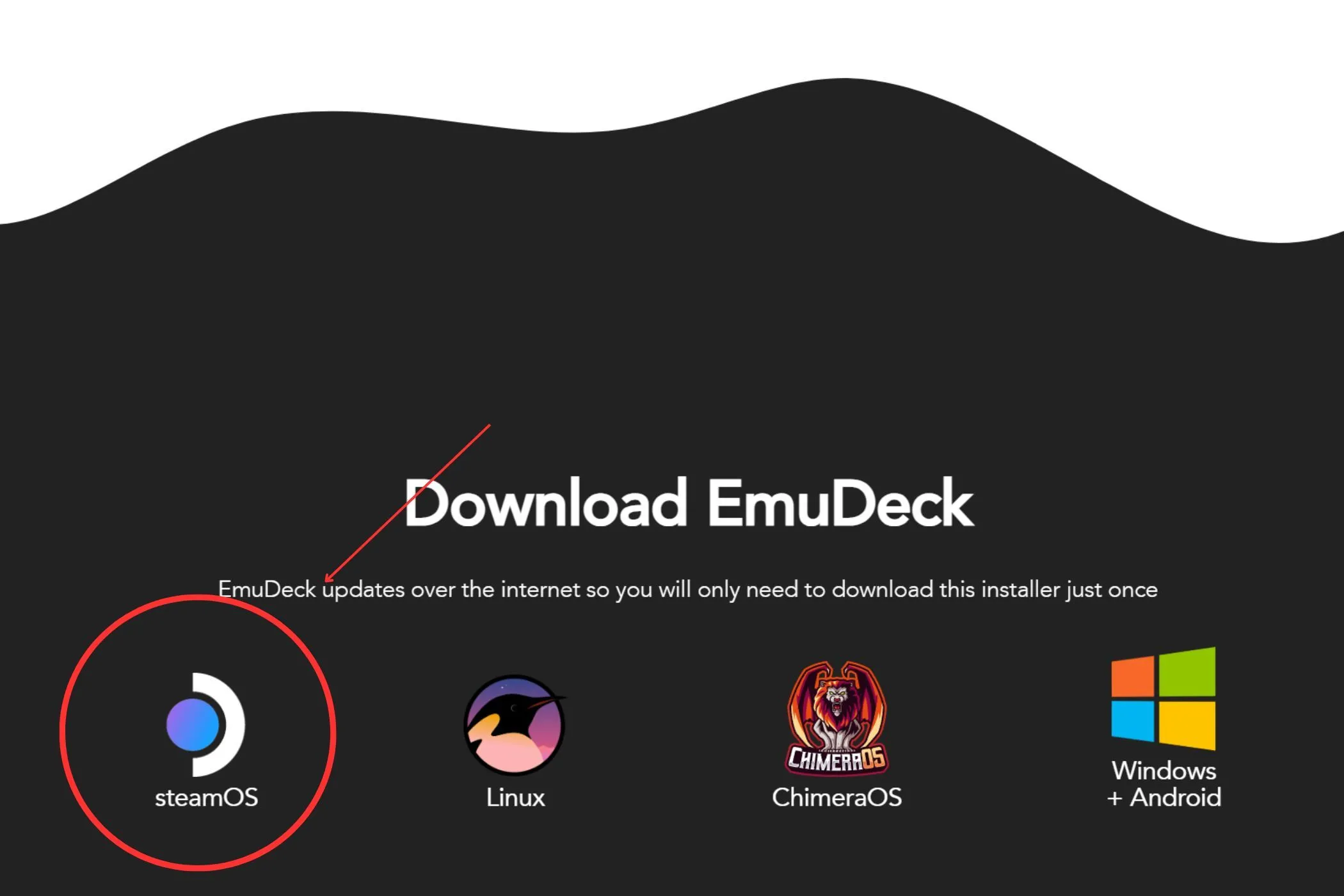 Giao diện lựa chọn tải xuống EmuDeck phiên bản SteamOS