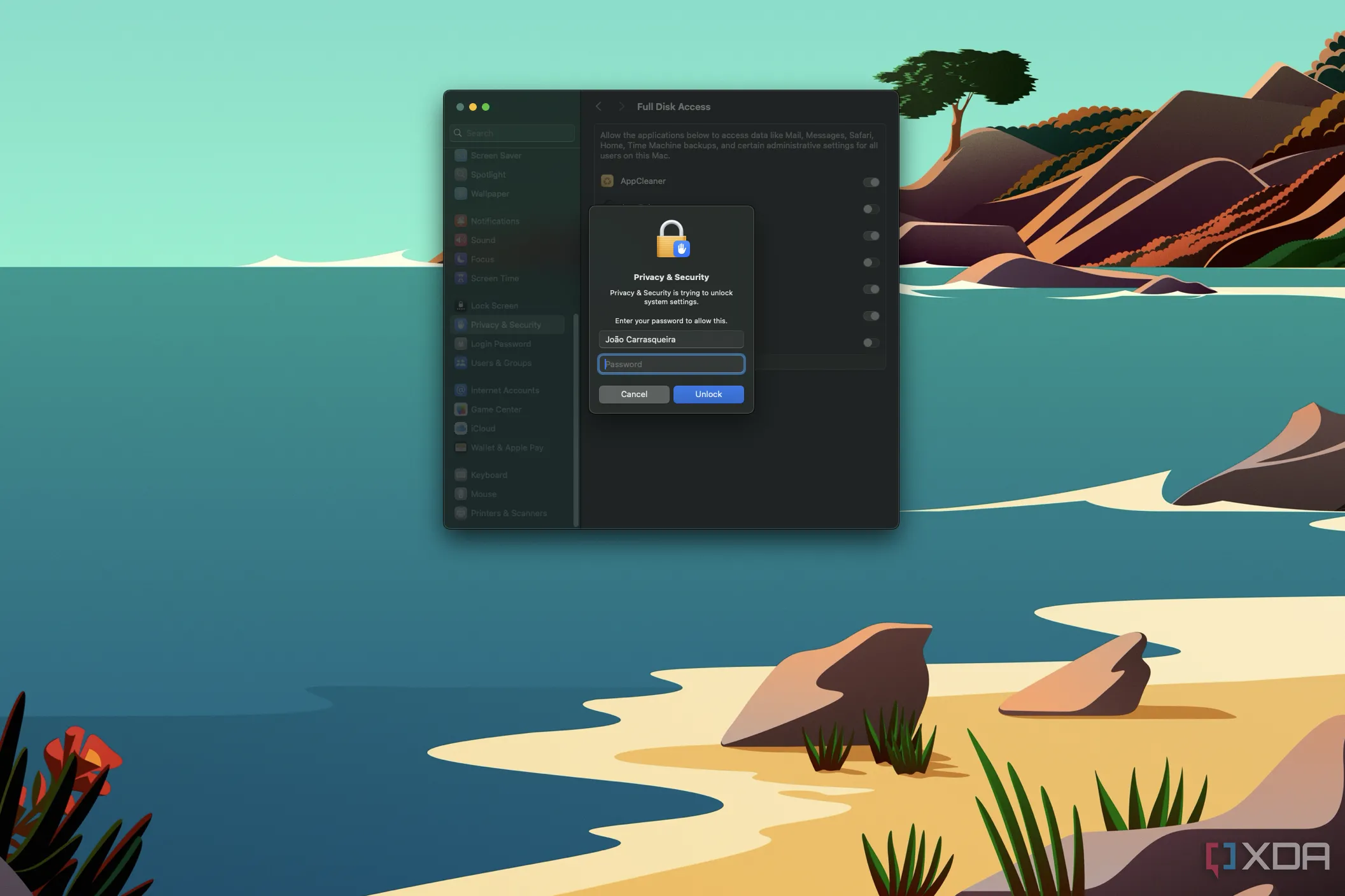 Giao diện macOS yêu cầu nhập mật khẩu, minh họa sự phức tạp khi đồng bộ mật khẩu đa nền tảng