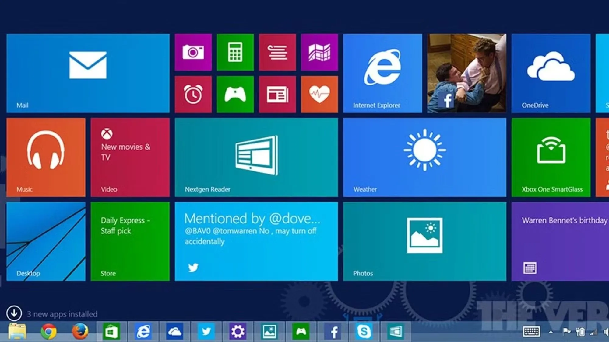 Giao diện màn hình Start của Windows 8.1, một trong những tính năng được ẩn giấu bằng Redpill