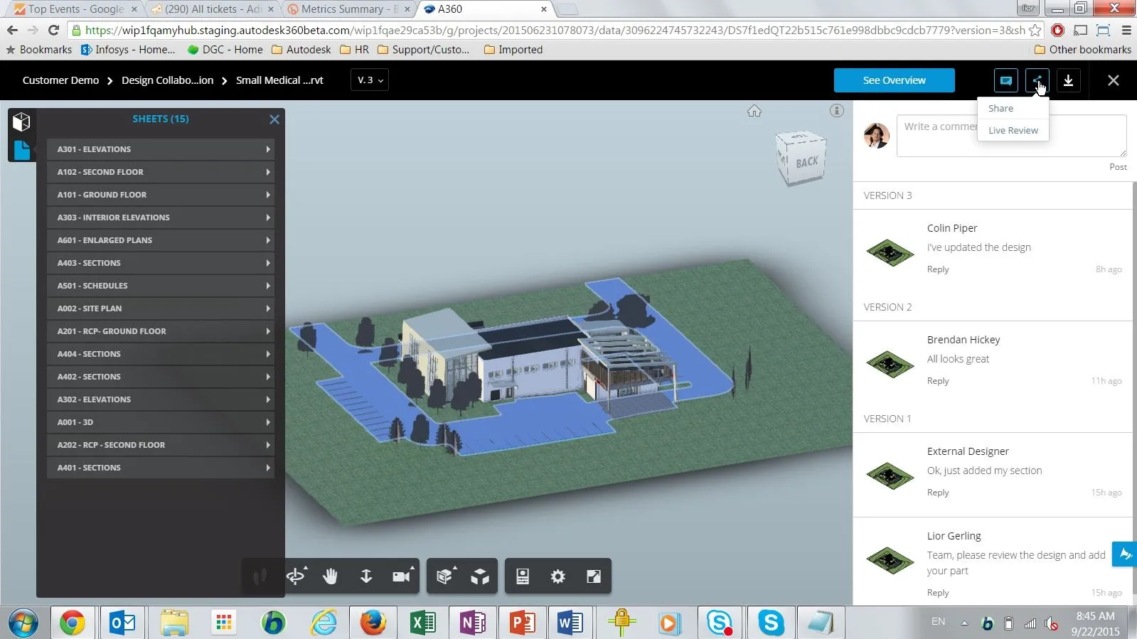Giao diện nền tảng quản lý và cộng tác thiết kế Autodesk A360, giúp tổ chức các dự án in 3D hiệu quả