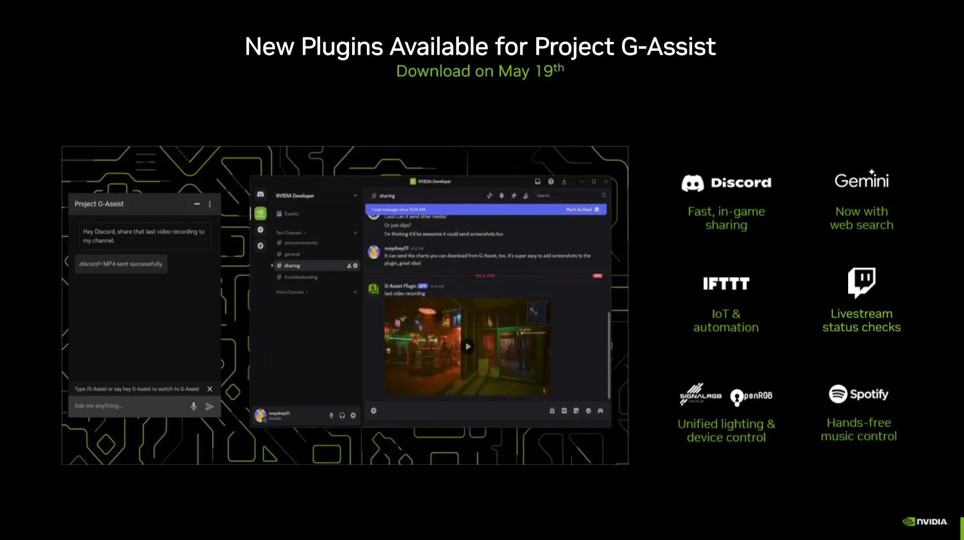 Giao diện người dùng của Nvidia G-Assist với các tùy chọn kiểm soát GPU và cài đặt hiệu suất.