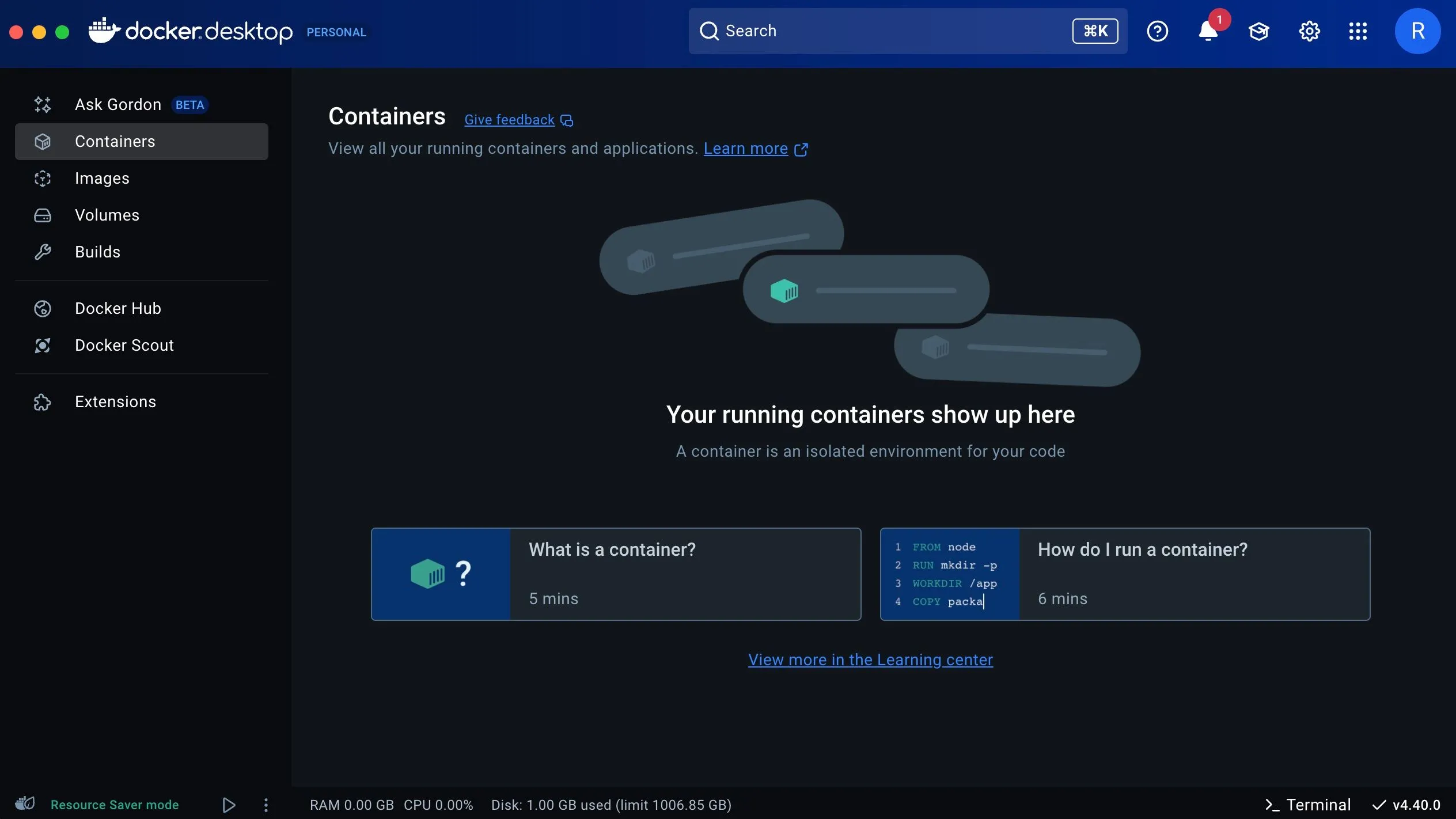 Giao diện người dùng Docker Desktop có thể gây bỡ ngỡ ban đầu cho người mới