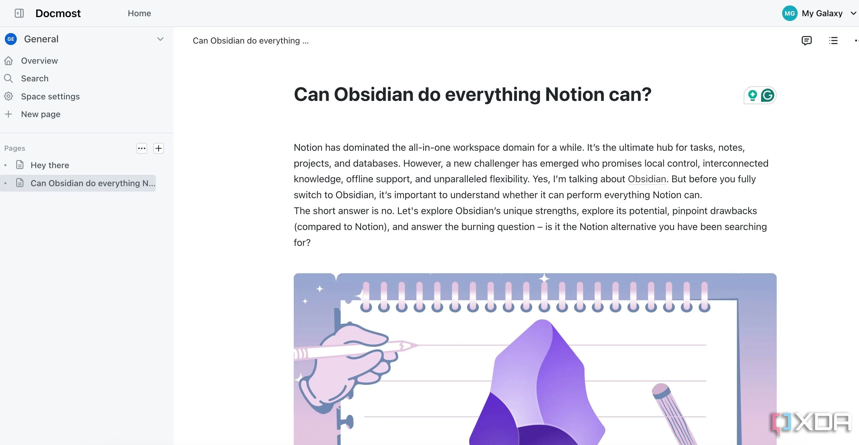 Giao diện người dùng Docmost quen thuộc, tối ưu cho người dùng Notion