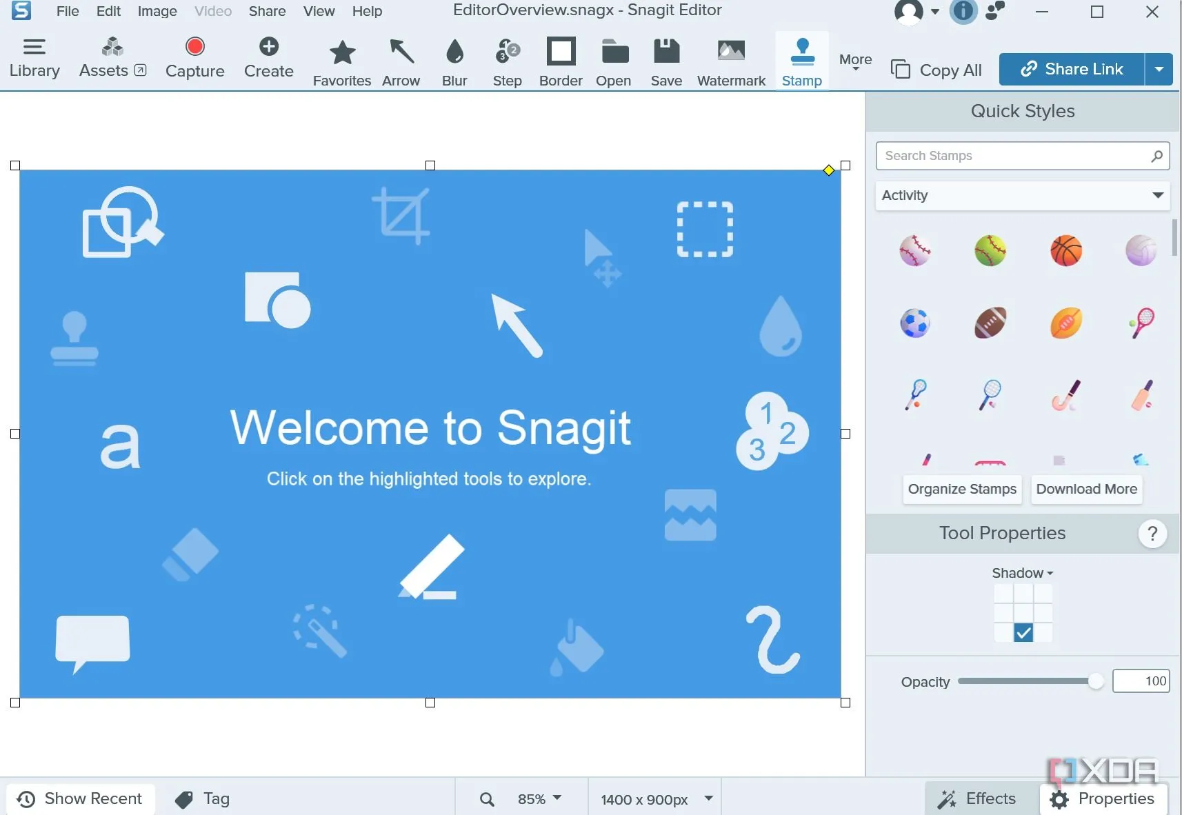 Giao diện người dùng hiện đại và trực quan của phần mềm Snagit