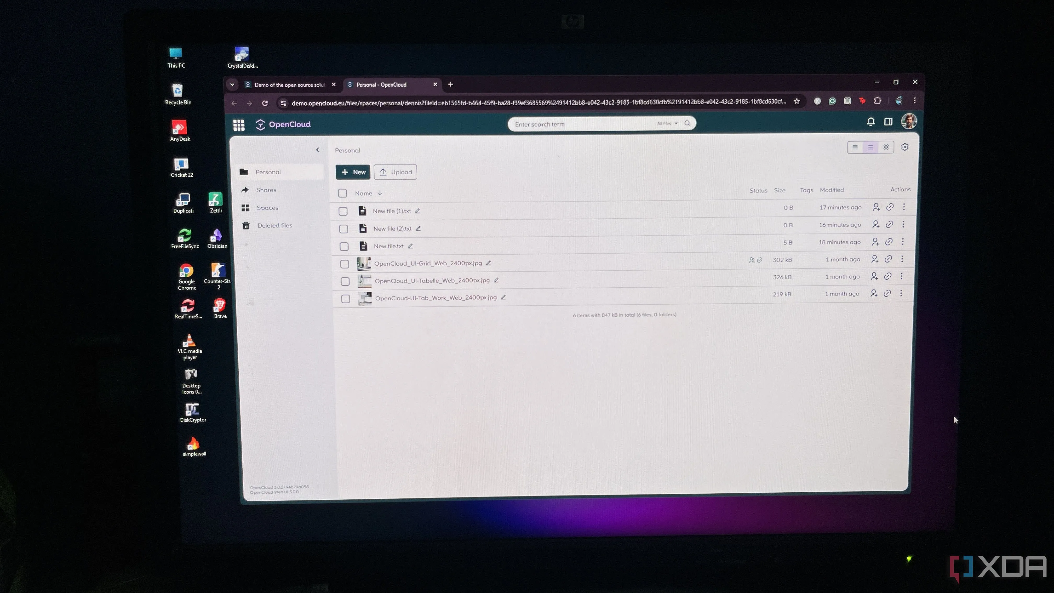 Giao diện OpenCloud khởi chạy trong trình duyệt trên máy tính Windows, một giải pháp đám mây tự host nhẹ