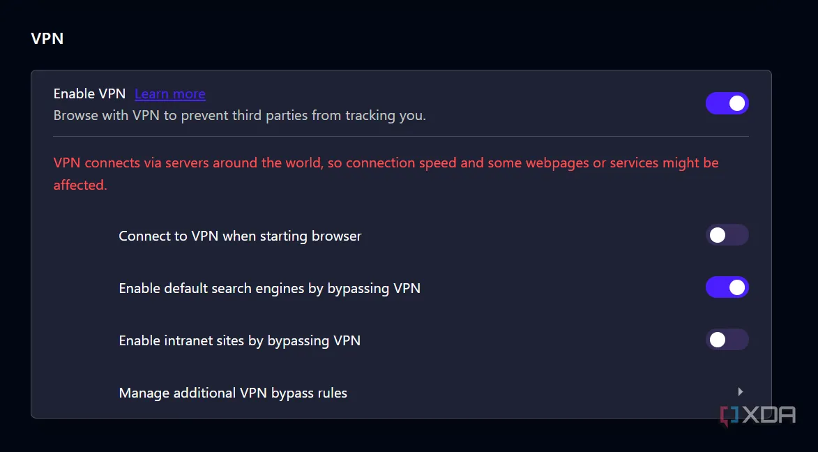 Giao diện Opera hướng dẫn cách kích hoạt tính năng VPN miễn phí tích hợp