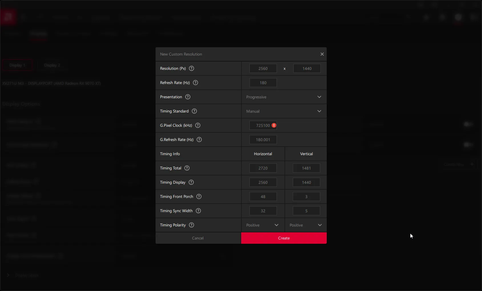 Giao diện phần mềm AMD Radeon Software Adrenalin với tùy chỉnh màn hình