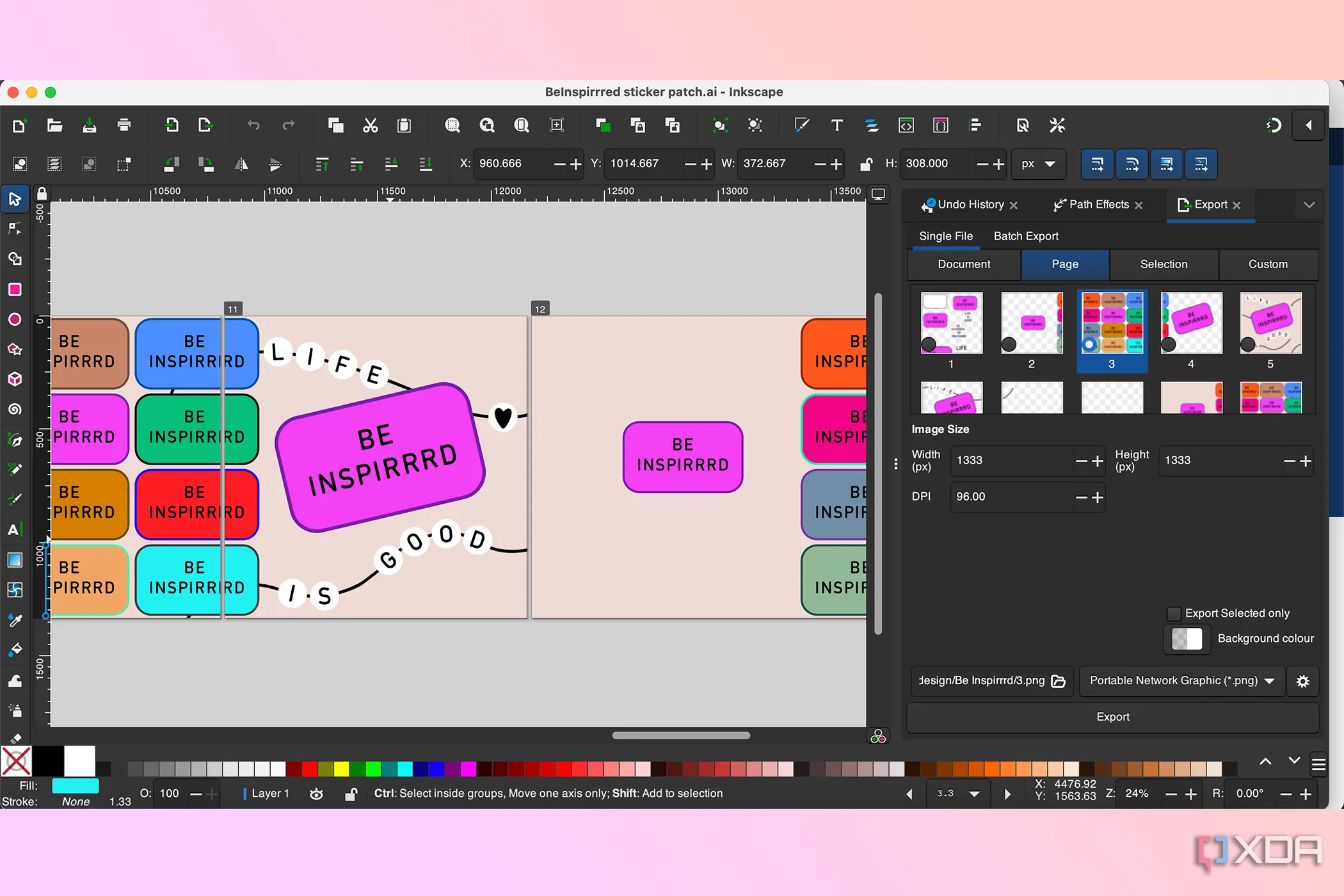 Giao diện phần mềm Inkscape minh họa khả năng chỉnh sửa đồ họa vector mạnh mẽ