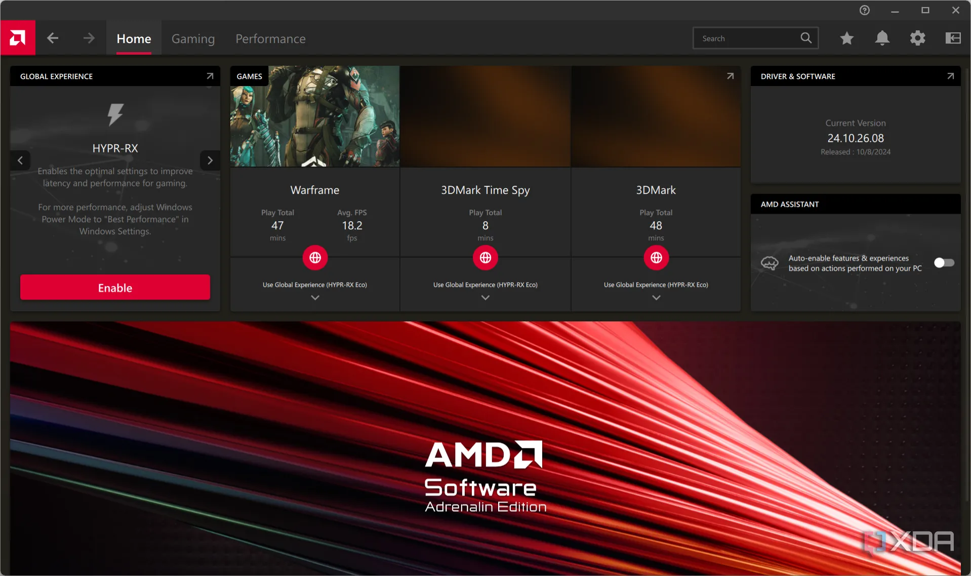 Giao diện phần mềm quản lý GPU AMD trên laptop Lenovo T14 Gen 6