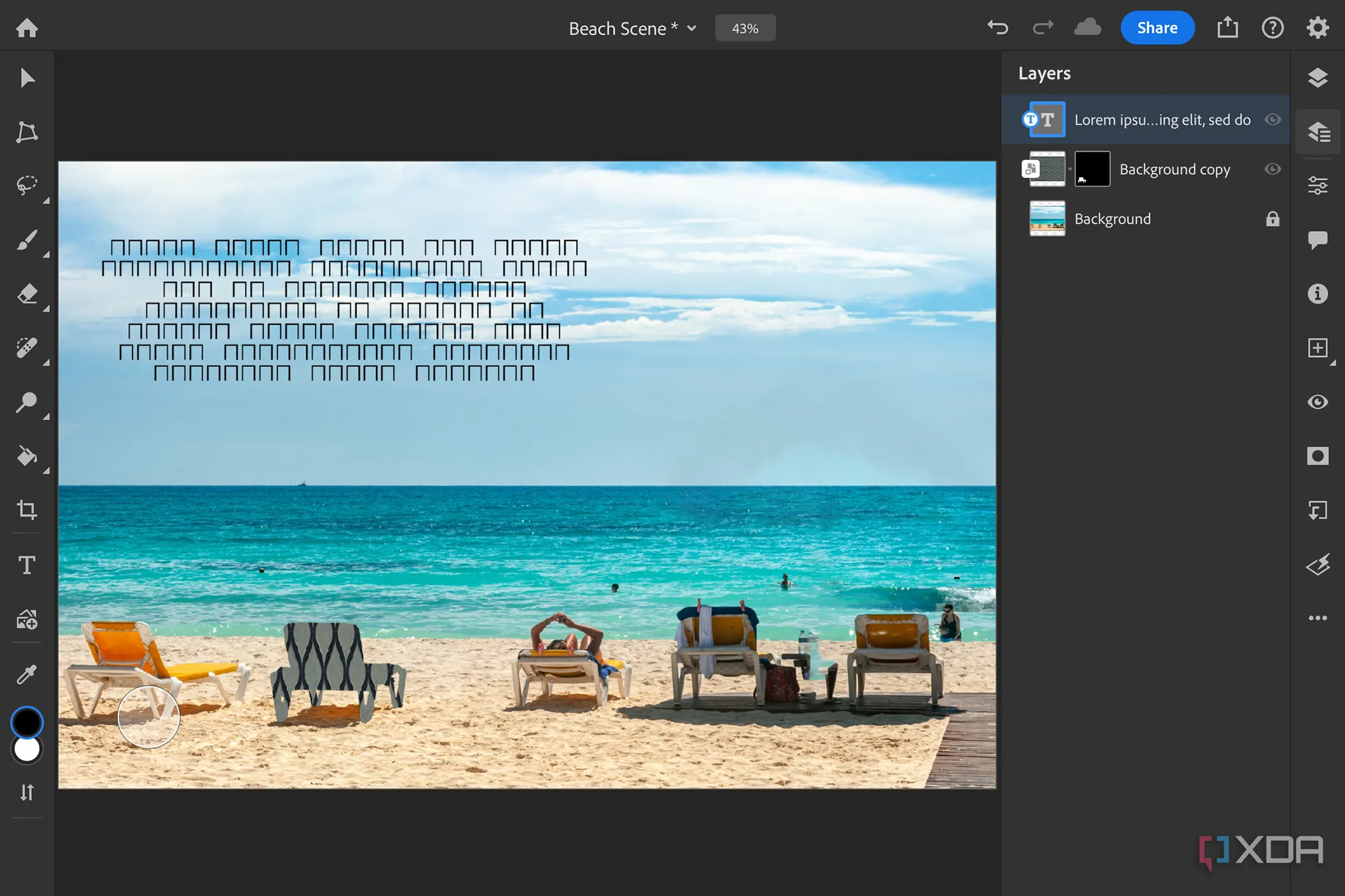 Giao diện Photoshop trên iPad