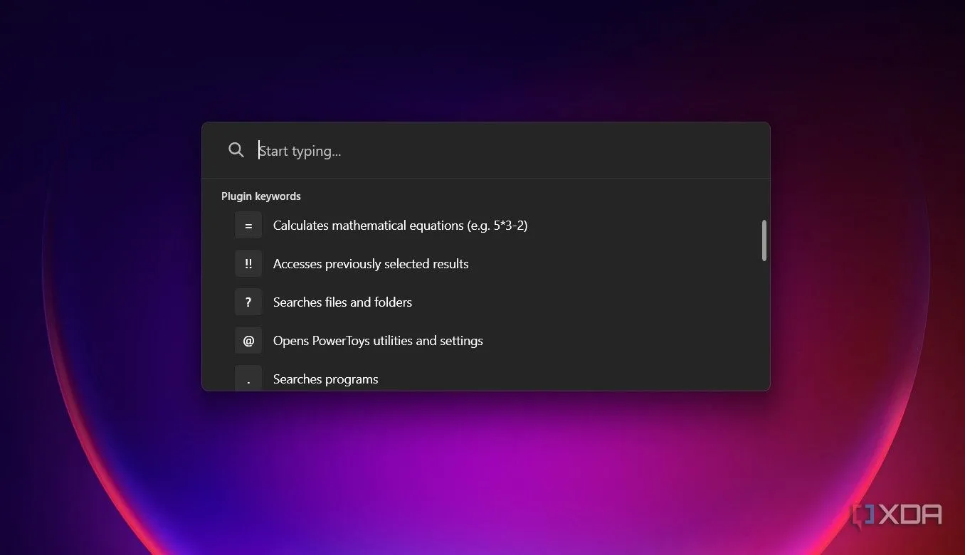Giao diện PowerToys Run trên Windows, thay thế tính năng tìm kiếm Spotlight của macOS