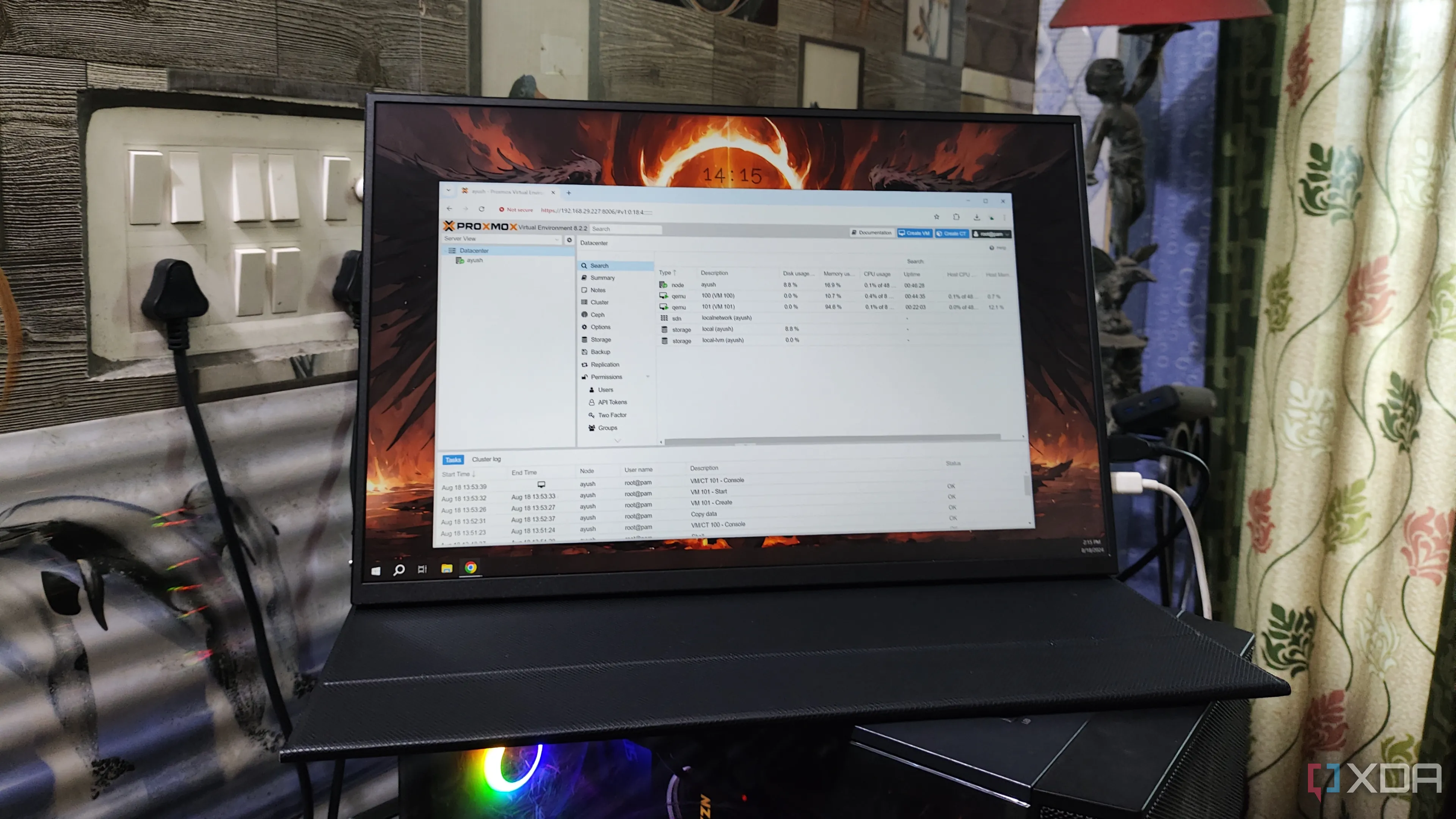 Giao diện Proxmox đang chạy trên máy chủ home lab, một lựa chọn phổ biến cho ảo hóa