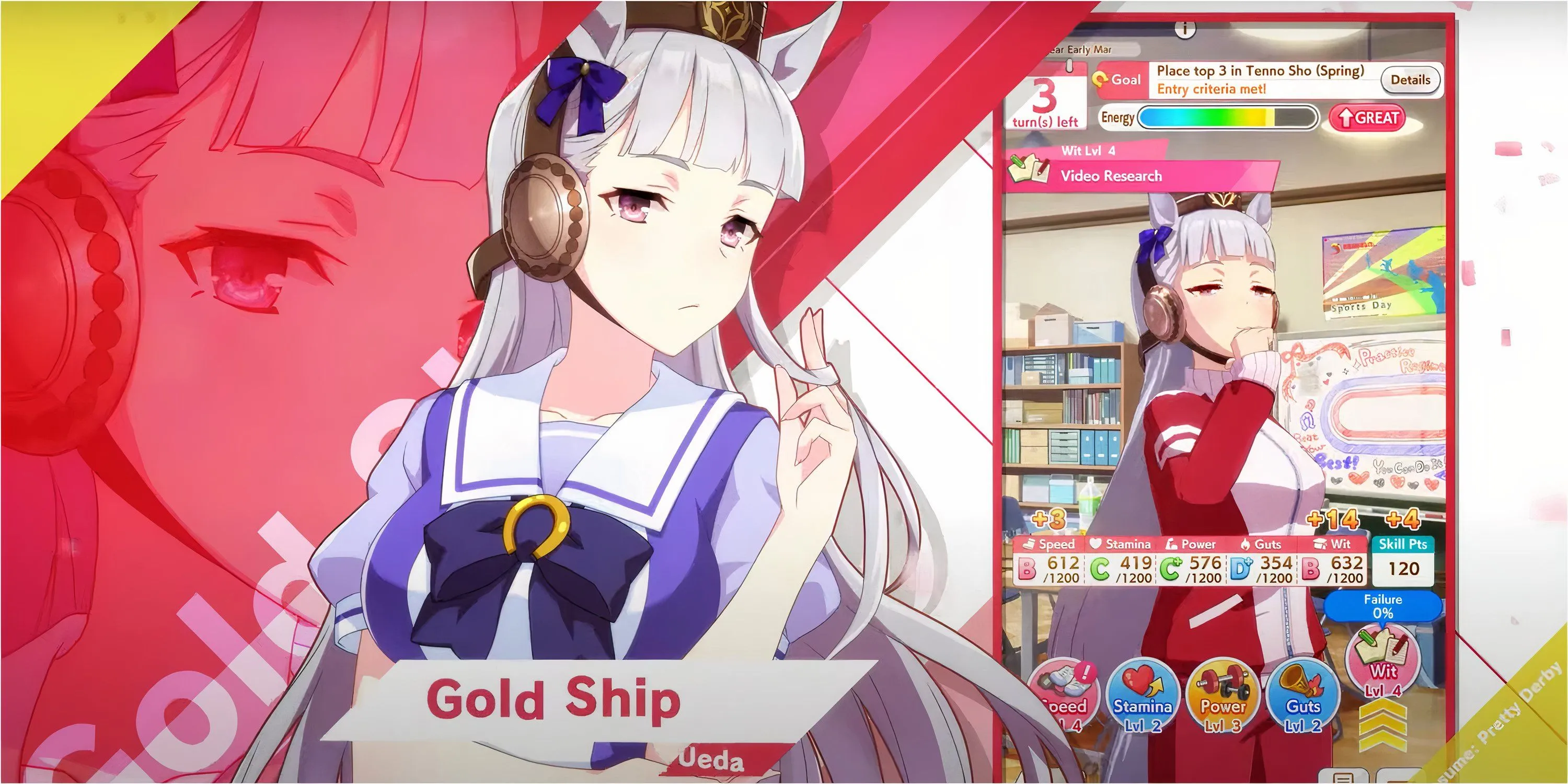 Giao diện quay gacha trong Umamusume Pretty Derby với các thẻ nhân vật mới