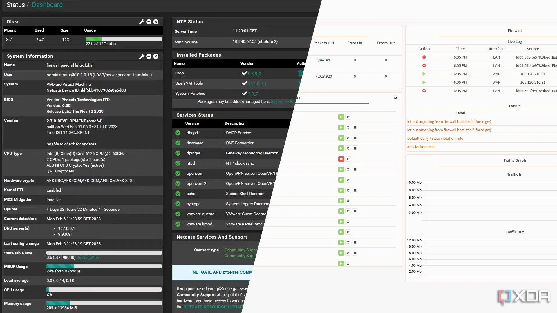 Giao diện so sánh pfSense và OPNsense, đại diện cho các giải pháp tường lửa cứng tự xây dựng hoặc phần mềm
