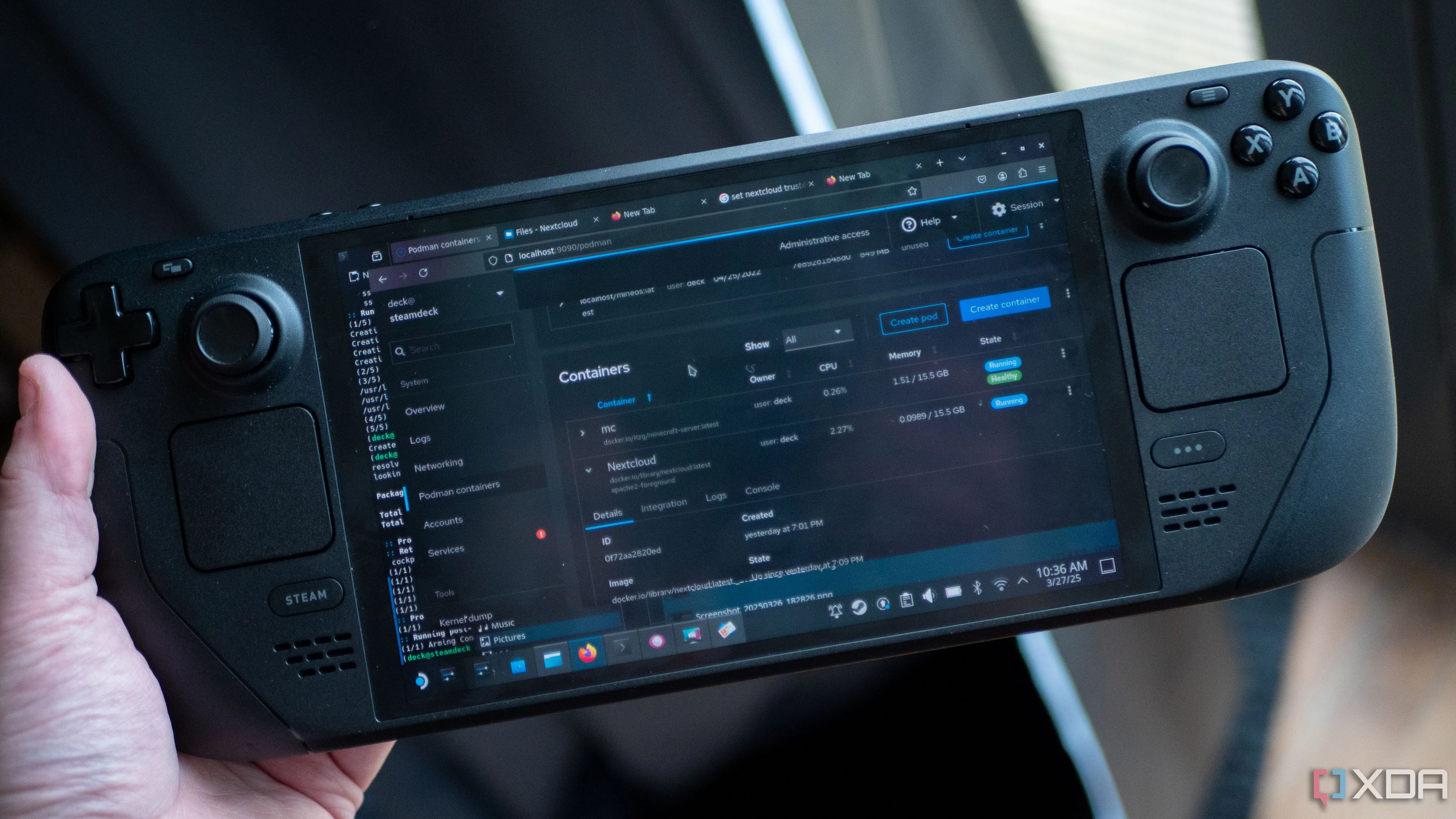 Giao diện Steam Deck Cockpit với Podman, gợi ý về việc tự host