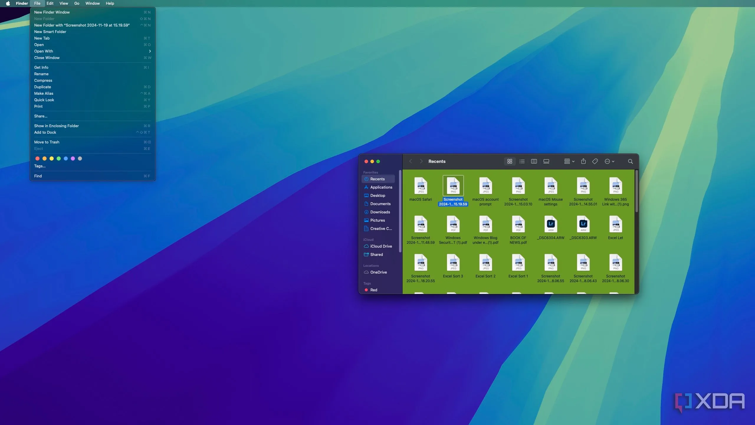 Giao diện thanh menu của macOS với cửa sổ Finder, cho thấy sự khác biệt so với Windows