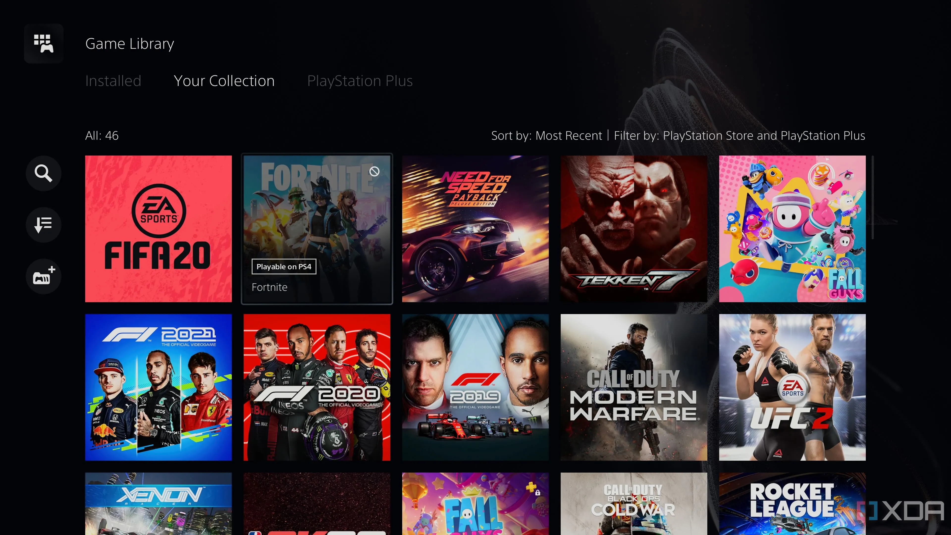 Giao diện thư viện game kỹ thuật số trên PlayStation 5, minh chứng cho sự ưa chuộng của game thủ phổ thông đối với hình thức này.
