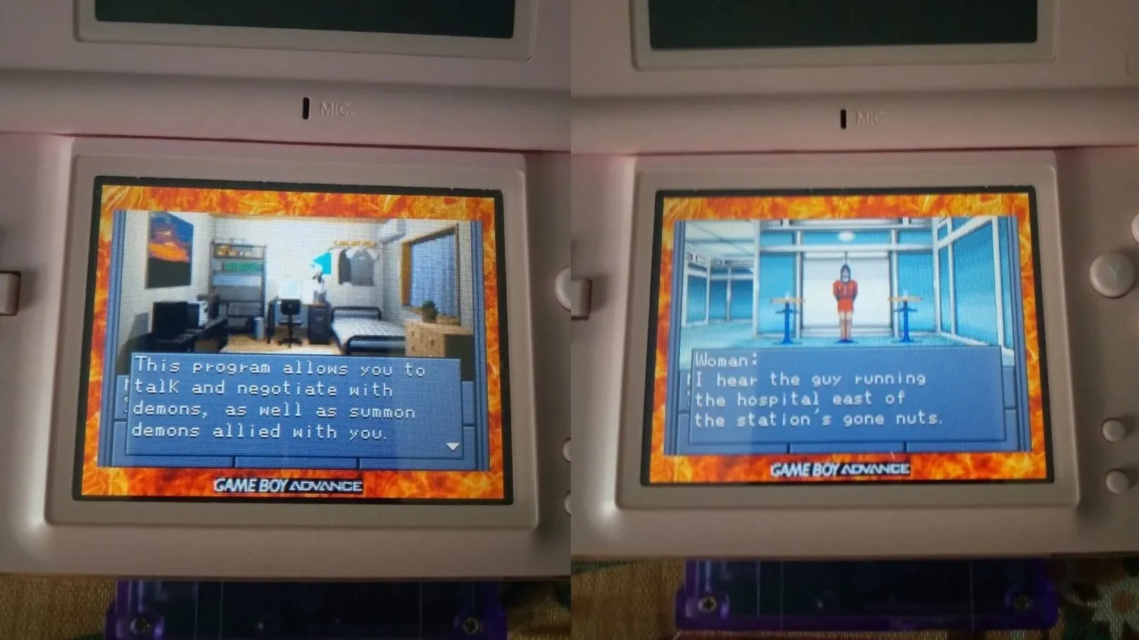 Giao diện tiếng Anh của Shin Megami Tensei trên GBA, thể hiện bản dịch fan-made hoàn chỉnh