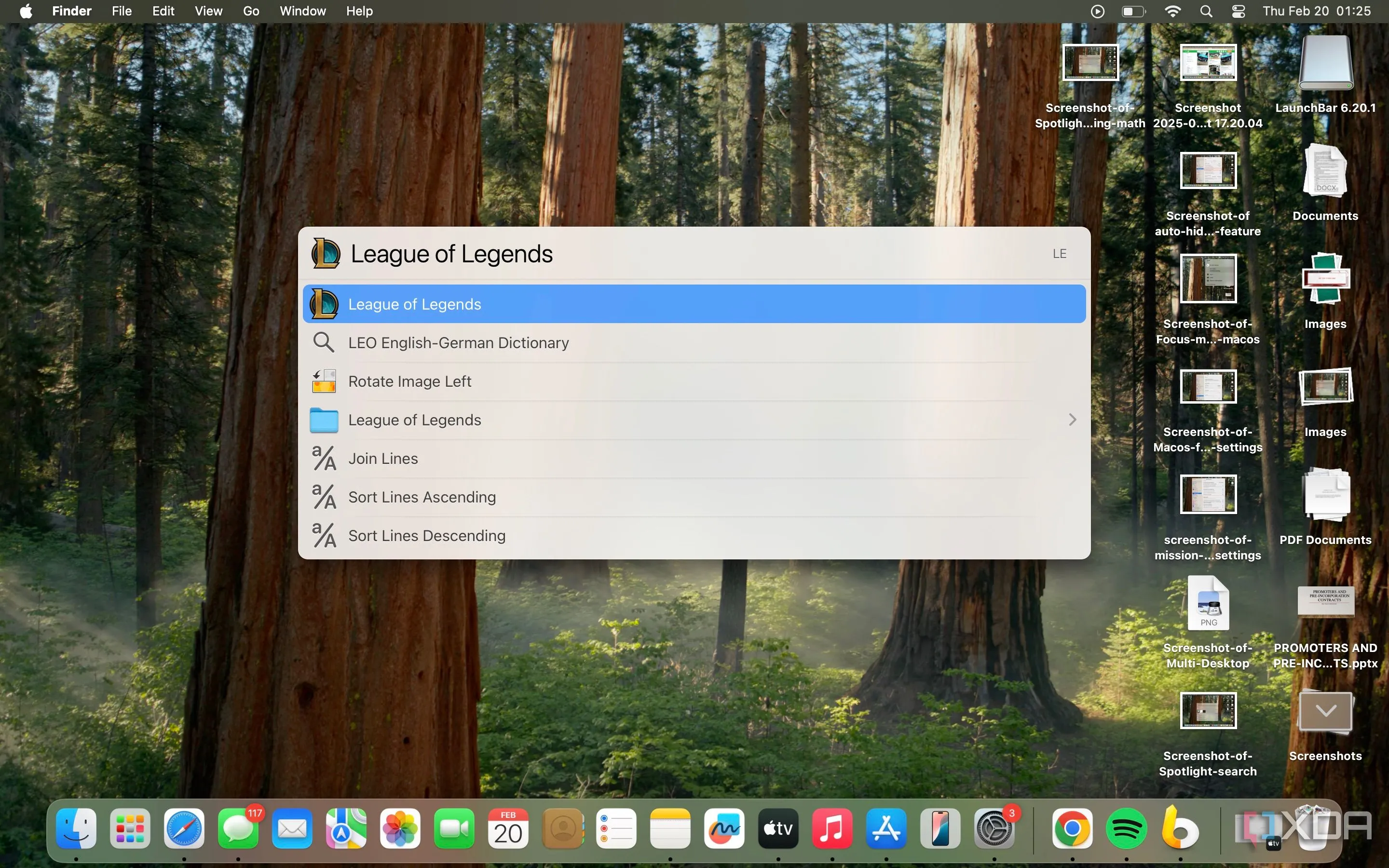 Giao diện tìm kiếm ứng dụng và file trên macOS, tương tự cách LaunchBar hoạt động