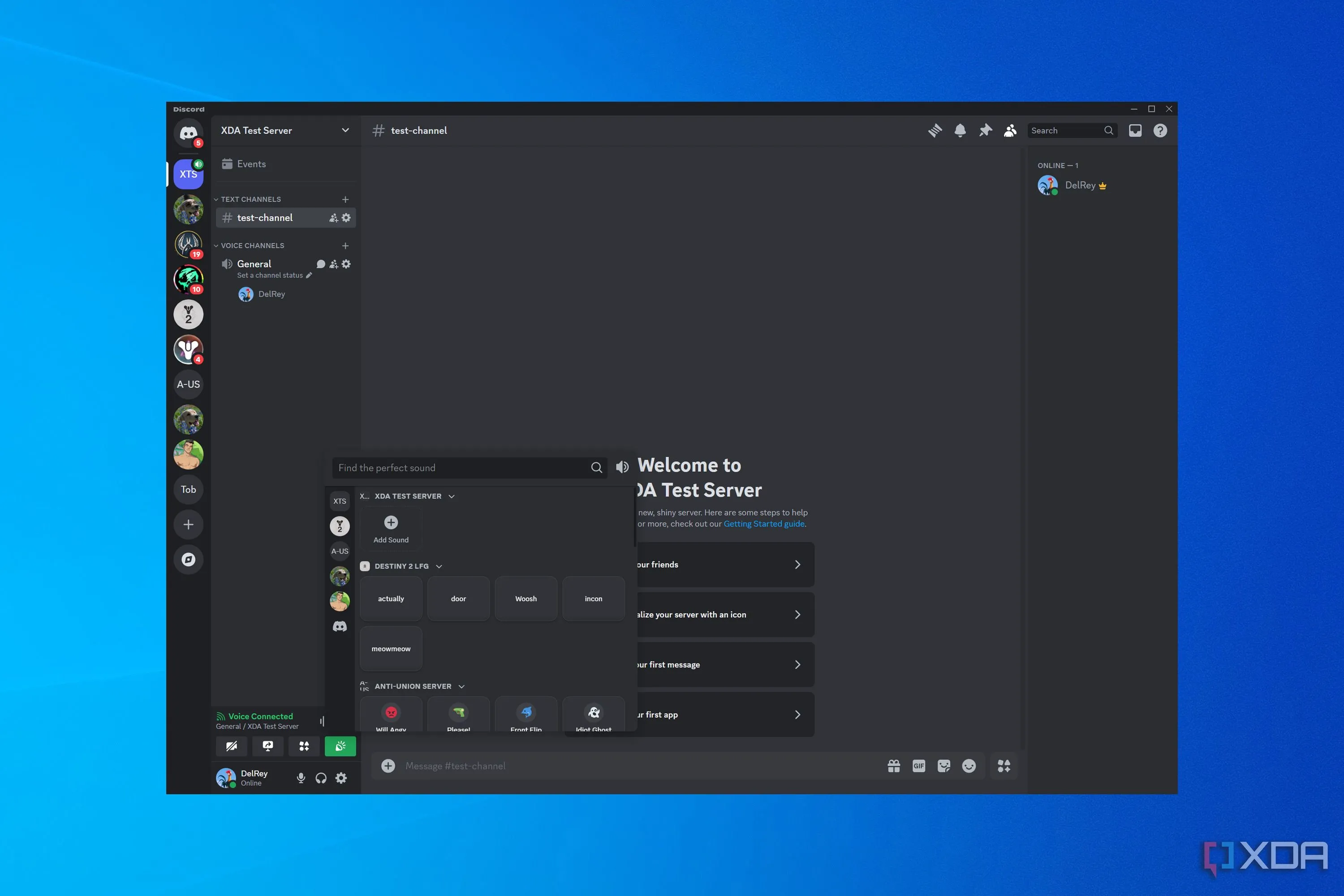 Giao diện tính năng bảng âm thanh (Soundboard) trên Discord cho phép phát âm thanh tùy chỉnh