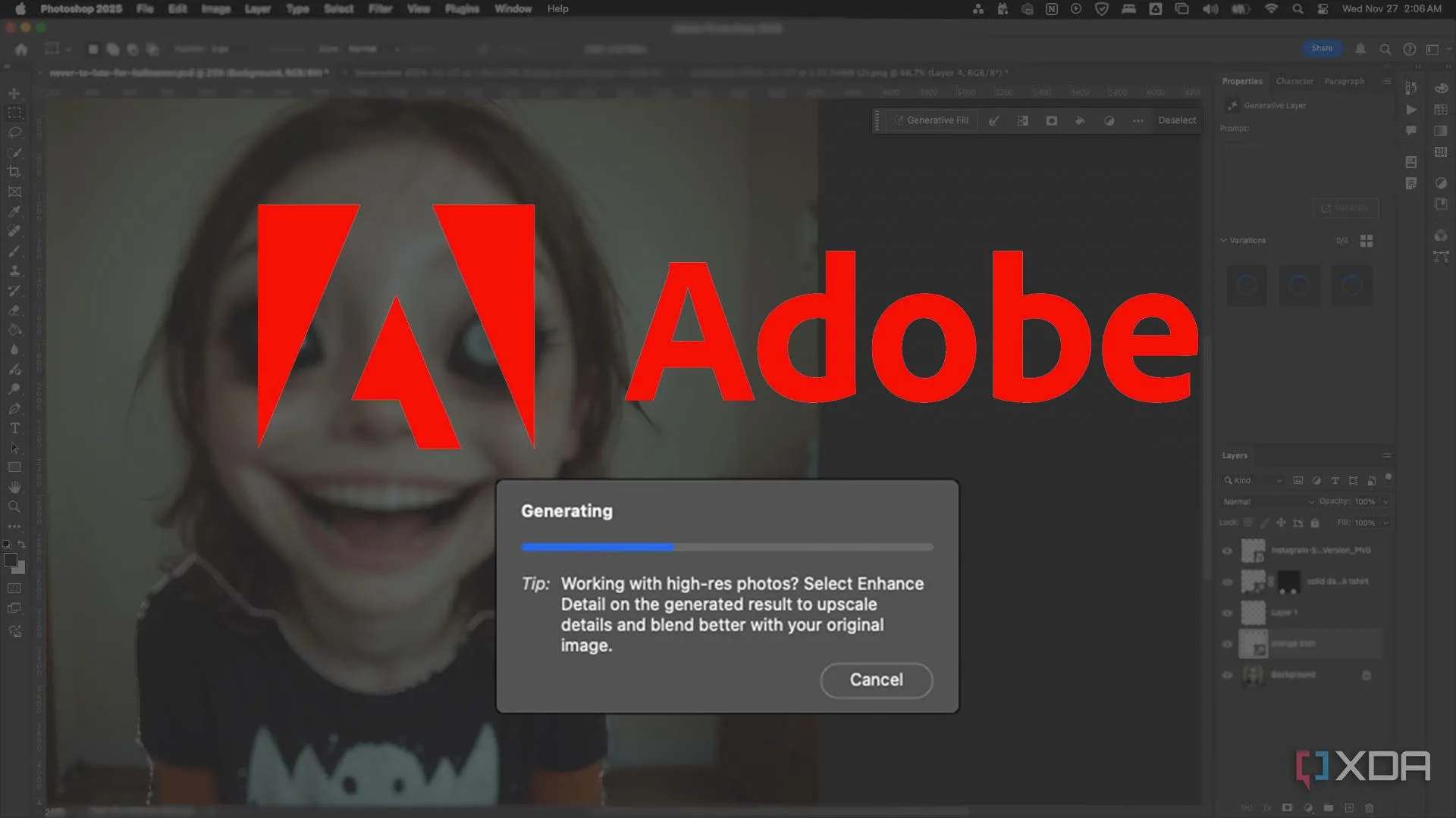 Giao diện tính năng Generative Fill và Expand của Adobe Photoshop, minh họa khả năng AI tạo sinh